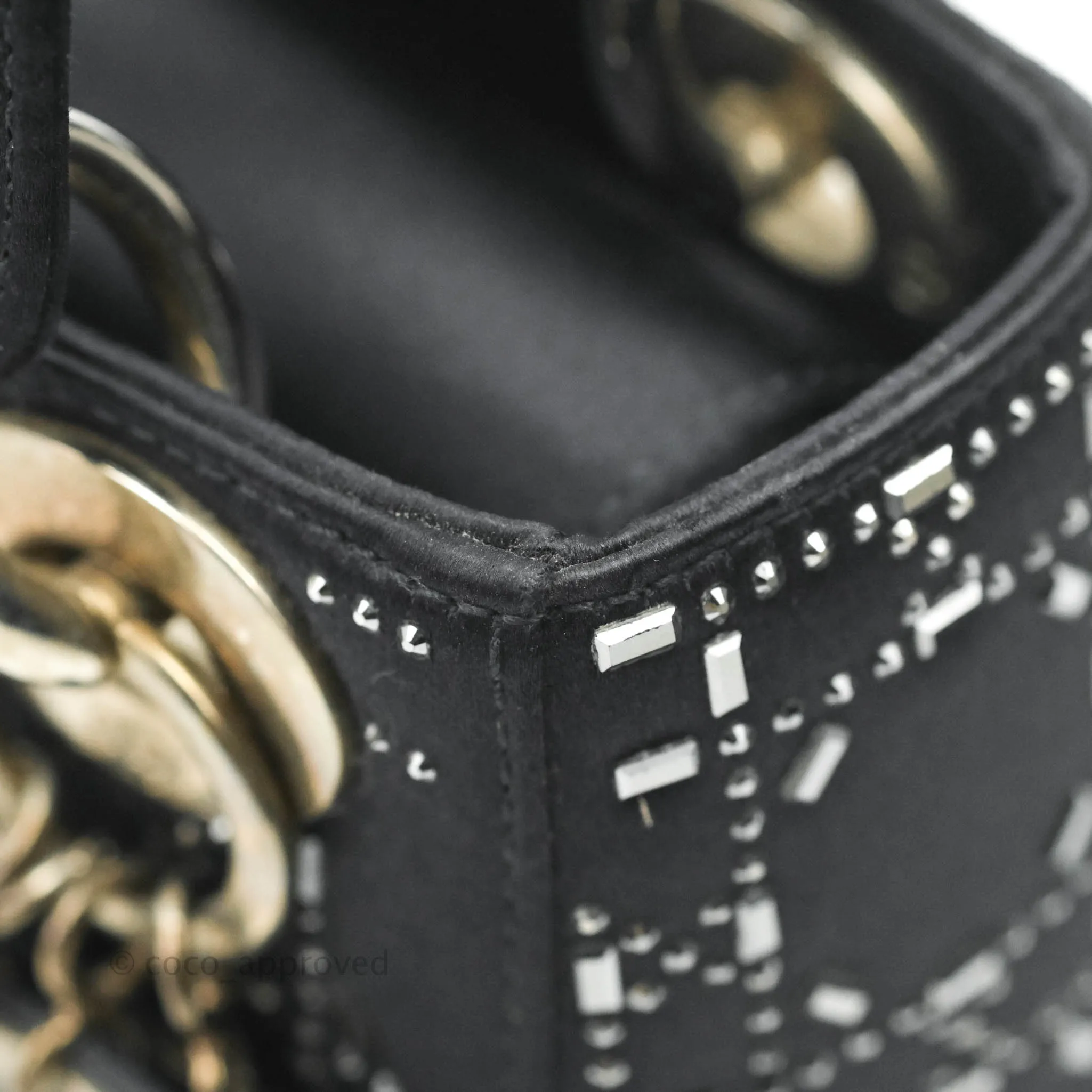 Christian Dior Cannage Mini Lady Dior Satin Crystal