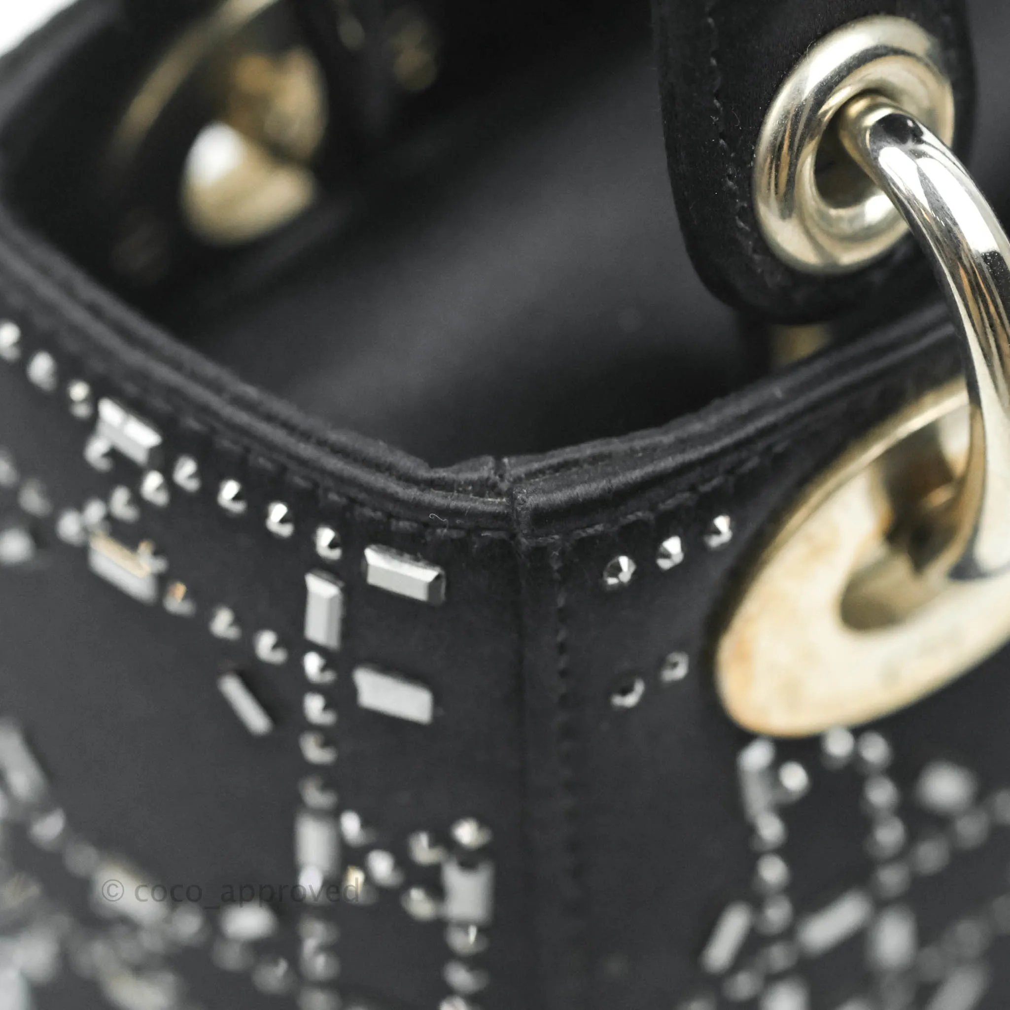 Christian Dior Cannage Mini Lady Dior Satin Crystal