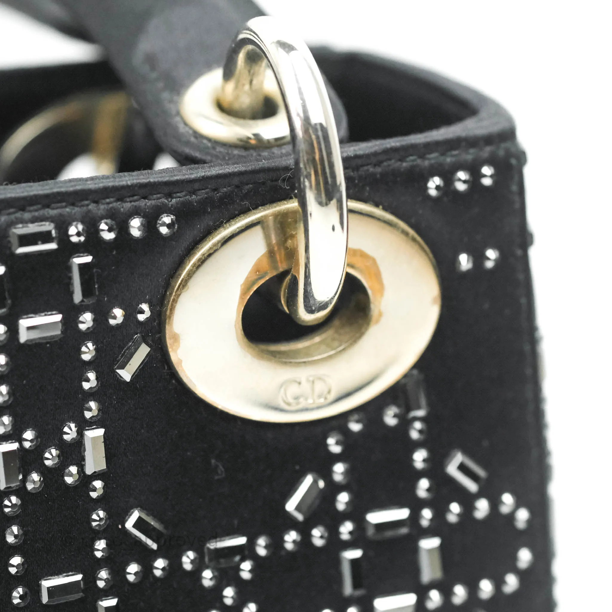 Christian Dior Cannage Mini Lady Dior Satin Crystal