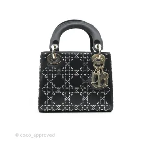 Christian Dior Cannage Mini Lady Dior Satin Crystal