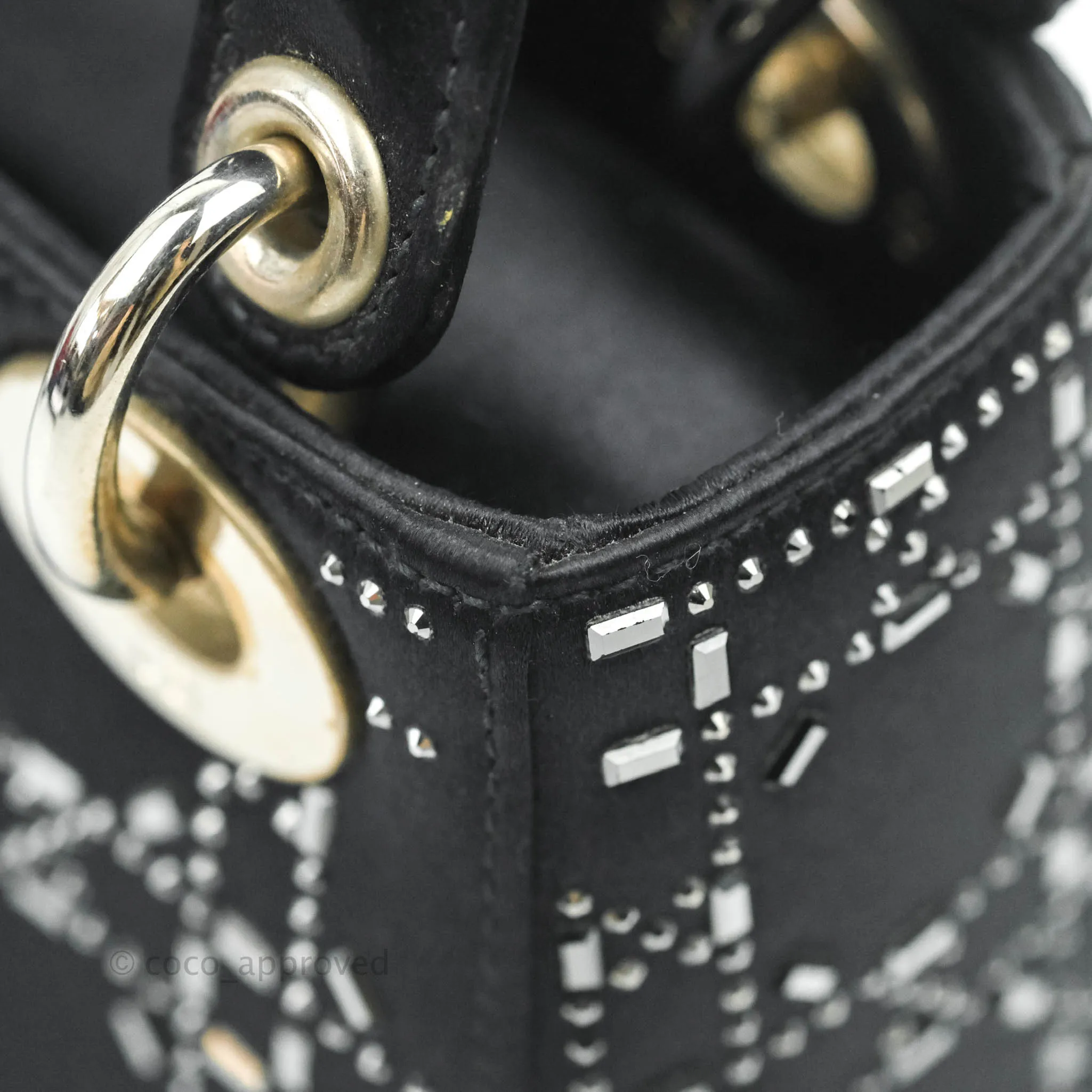 Christian Dior Cannage Mini Lady Dior Satin Crystal
