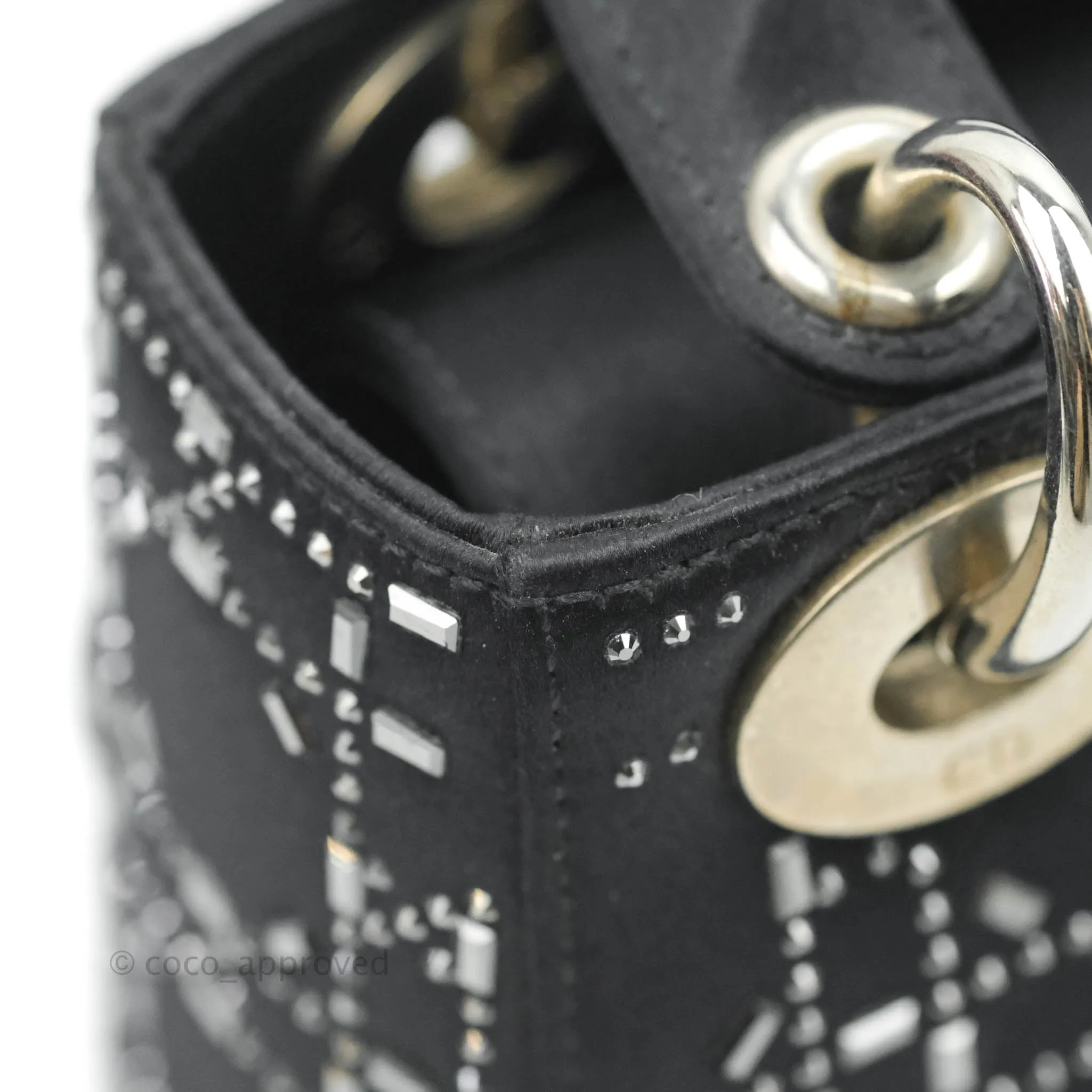 Christian Dior Cannage Mini Lady Dior Satin Crystal