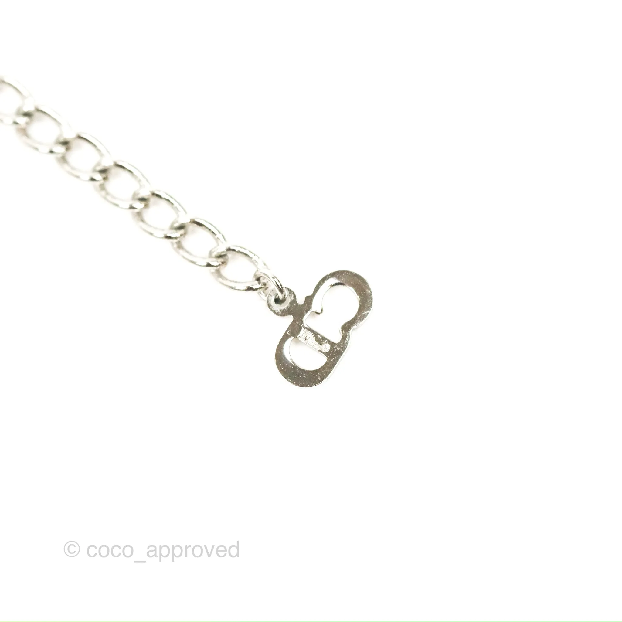 Christian Dior Crystal Oblique Necklace Silver Tone