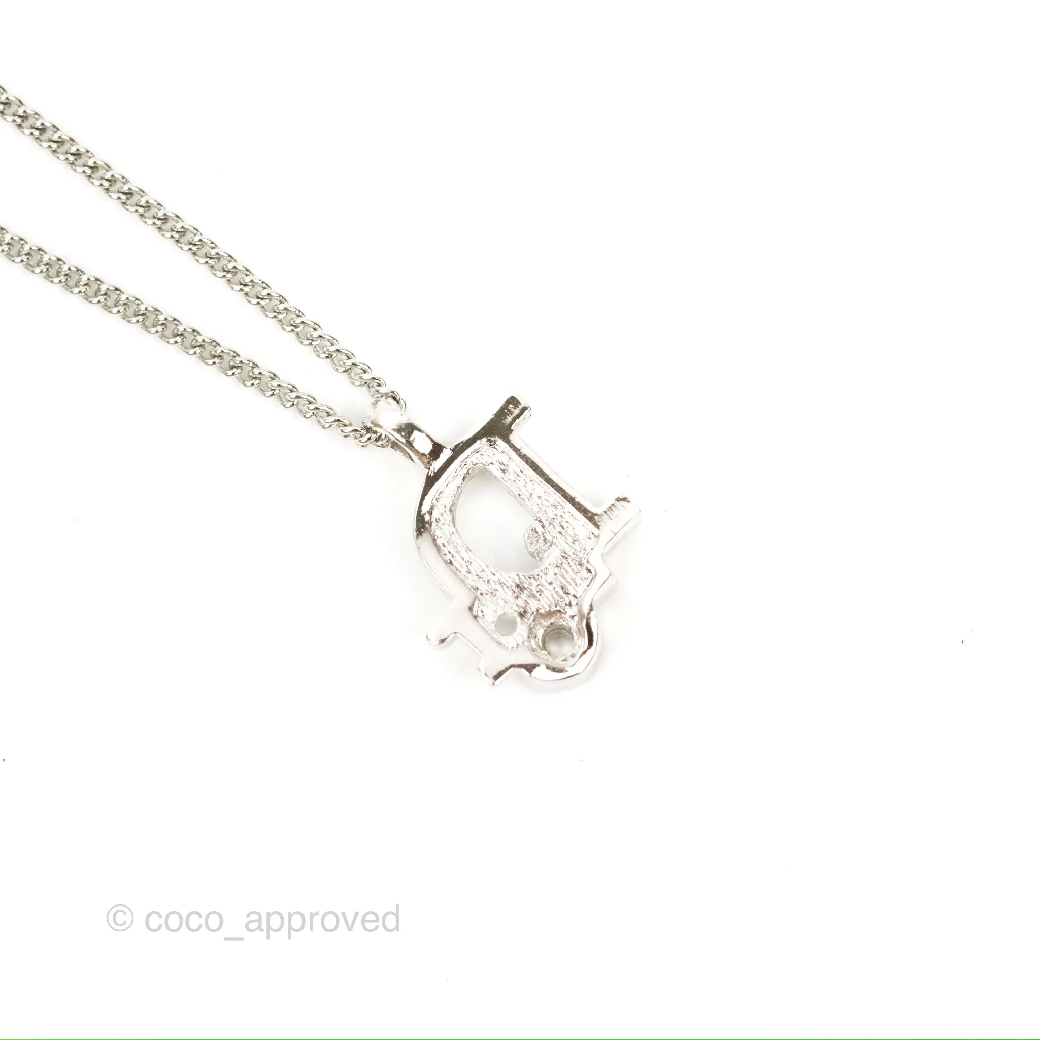 Christian Dior Crystal Oblique Necklace Silver Tone