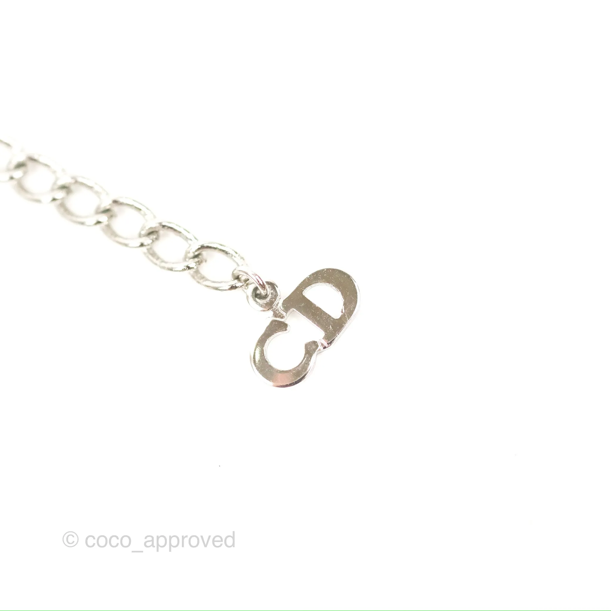 Christian Dior Crystal Oblique Necklace Silver Tone