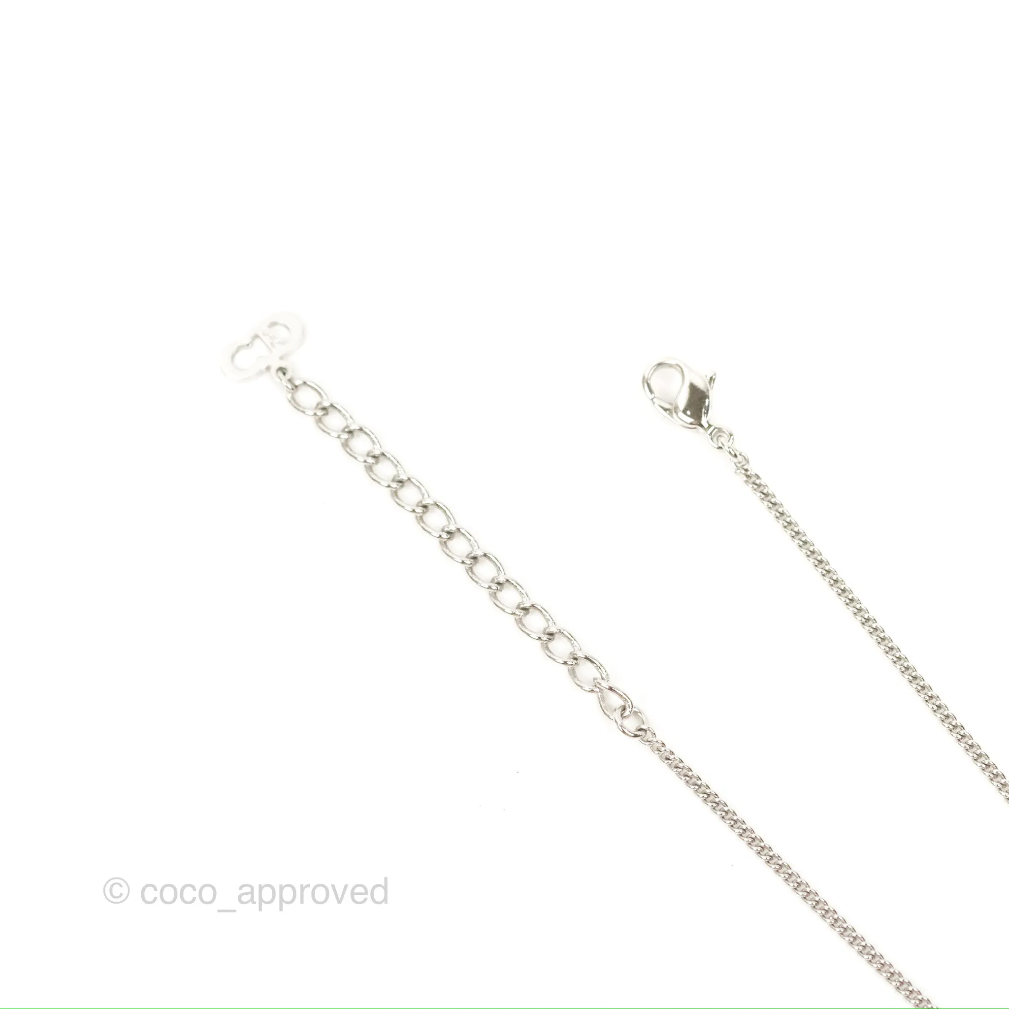 Christian Dior Crystal Oblique Necklace Silver Tone