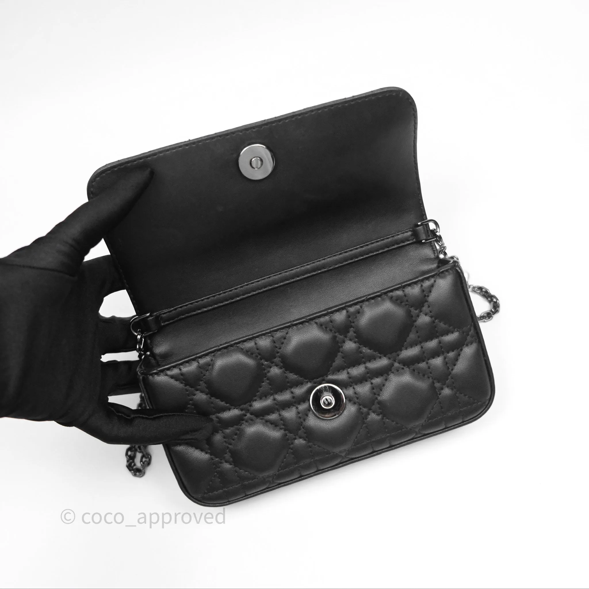 Christian Dior Dior Talk Phone Pouch Black Cannage Lambskin