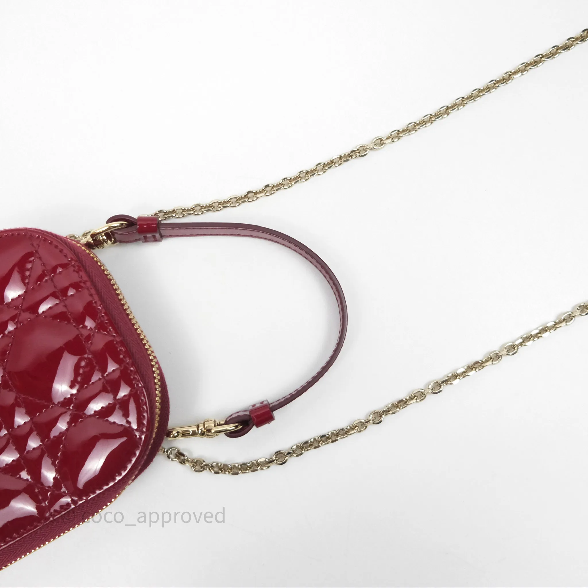 Christian Dior Lady Dior Call'in Dior Phone Holder Red Patent Cannage Calfskin