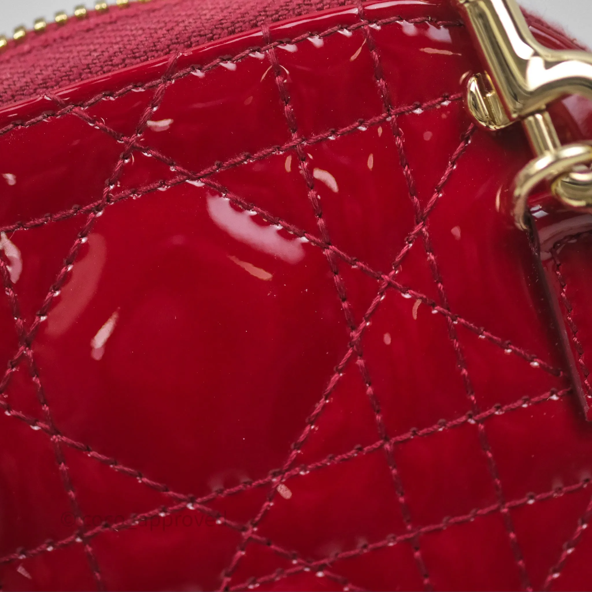 Christian Dior Lady Dior Call'in Dior Phone Holder Red Patent Cannage Calfskin