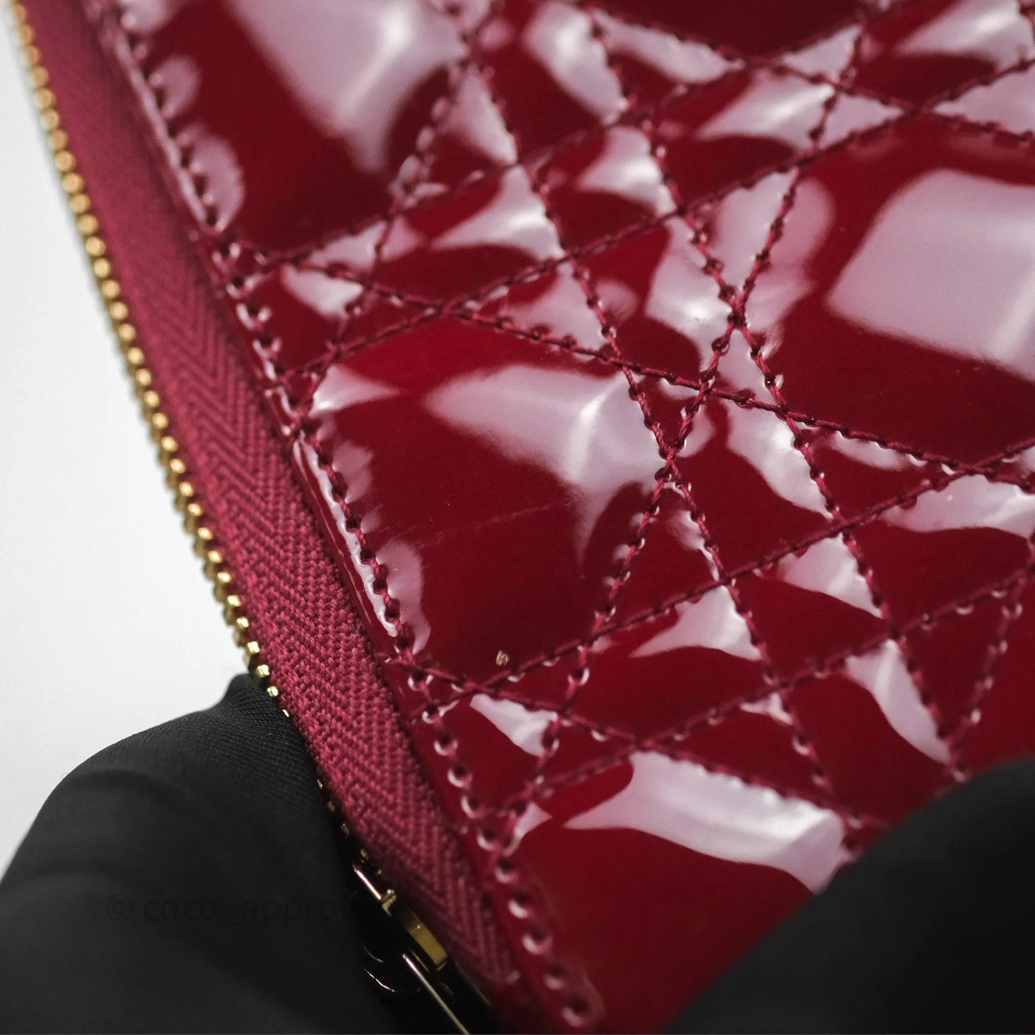 Christian Dior Lady Dior Call'in Dior Phone Holder Red Patent Cannage Calfskin