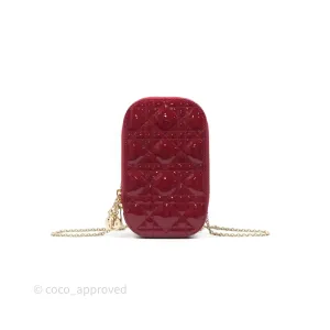 Christian Dior Lady Dior Call'in Dior Phone Holder Red Patent Cannage Calfskin