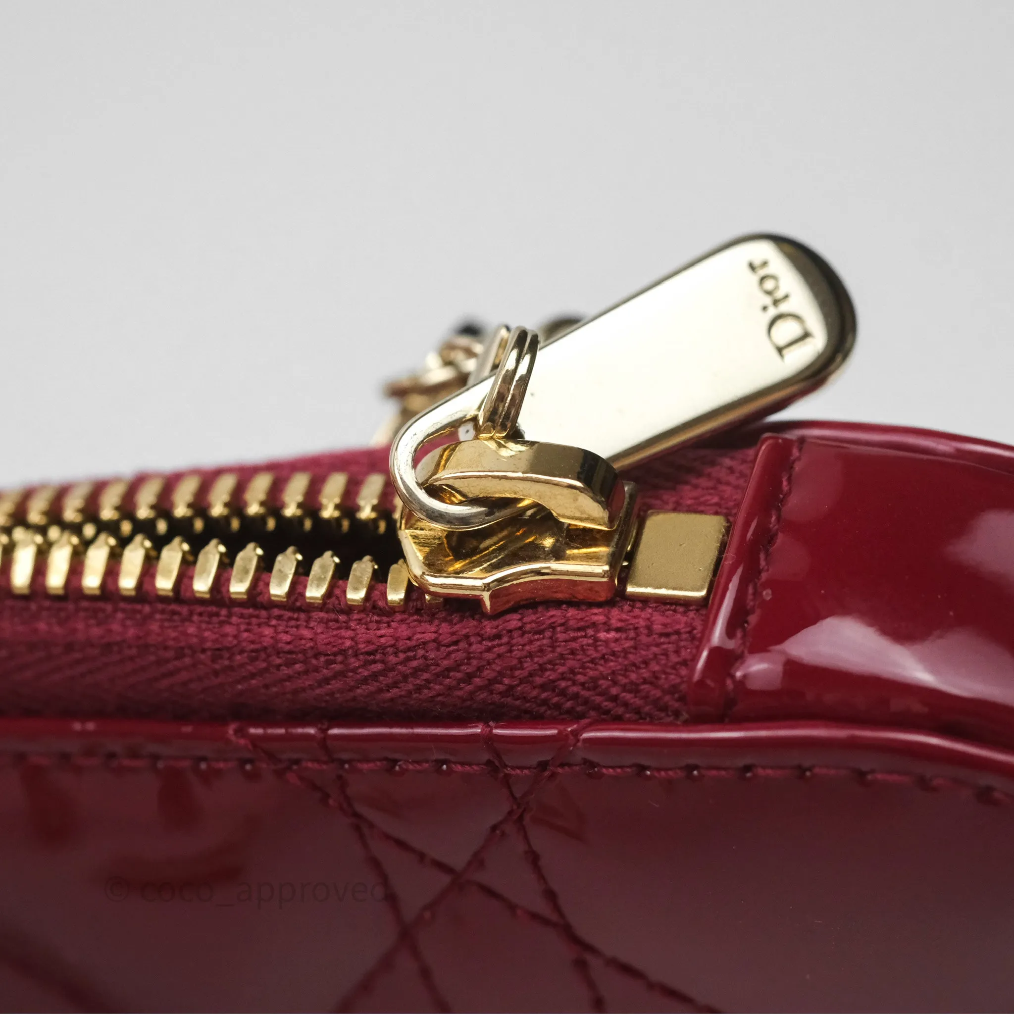 Christian Dior Lady Dior Call'in Dior Phone Holder Red Patent Cannage Calfskin