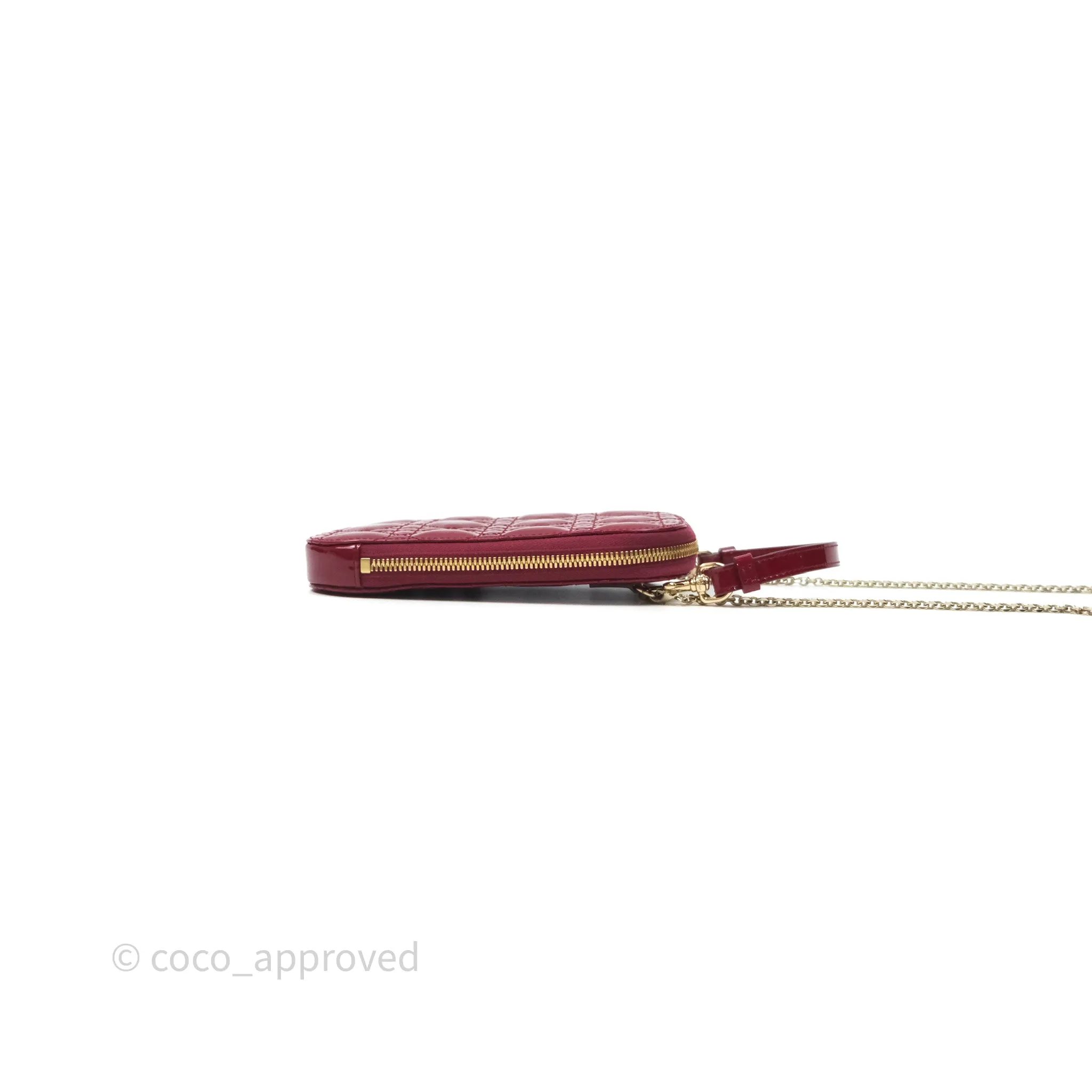 Christian Dior Lady Dior Call'in Dior Phone Holder Red Patent Cannage Calfskin