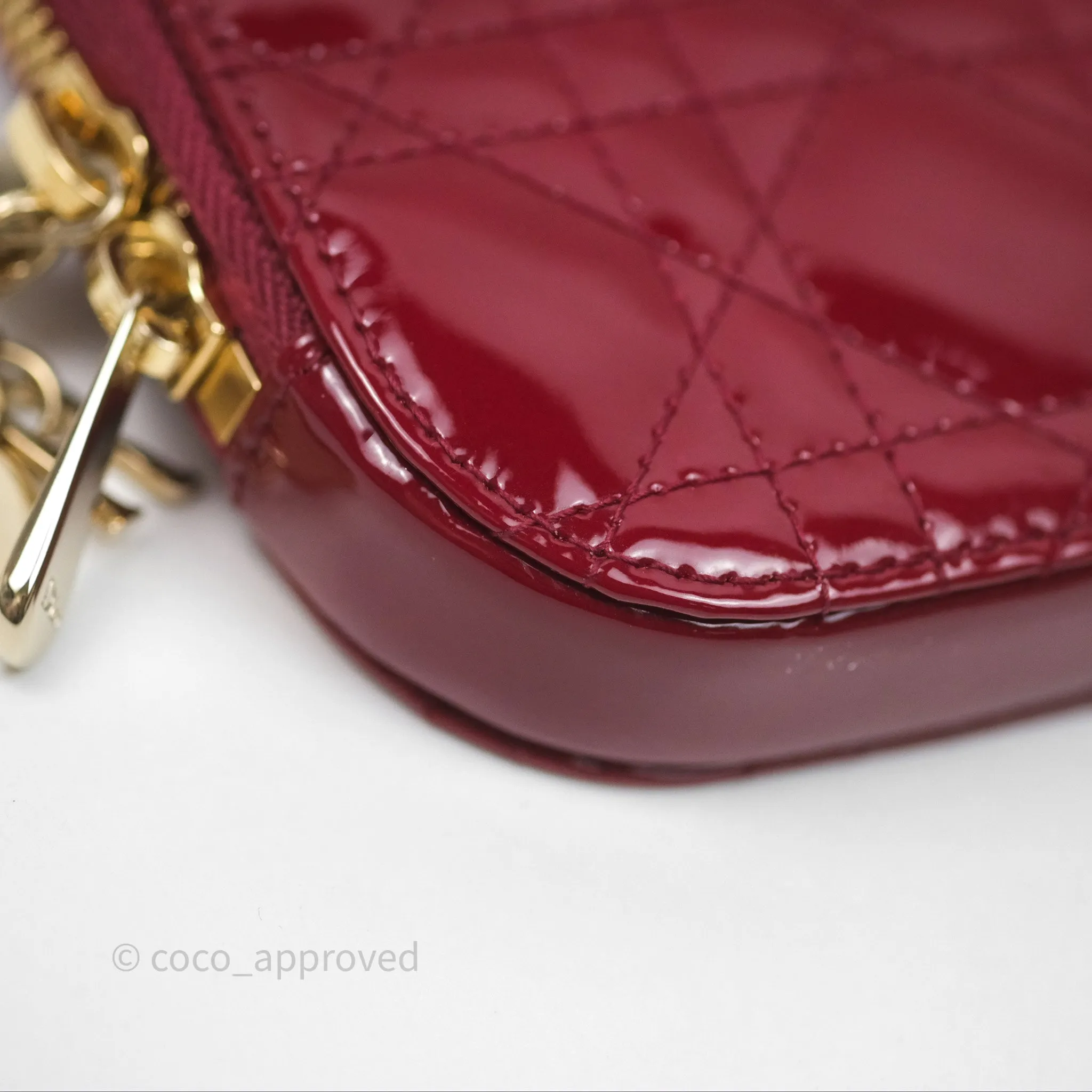 Christian Dior Lady Dior Call'in Dior Phone Holder Red Patent Cannage Calfskin