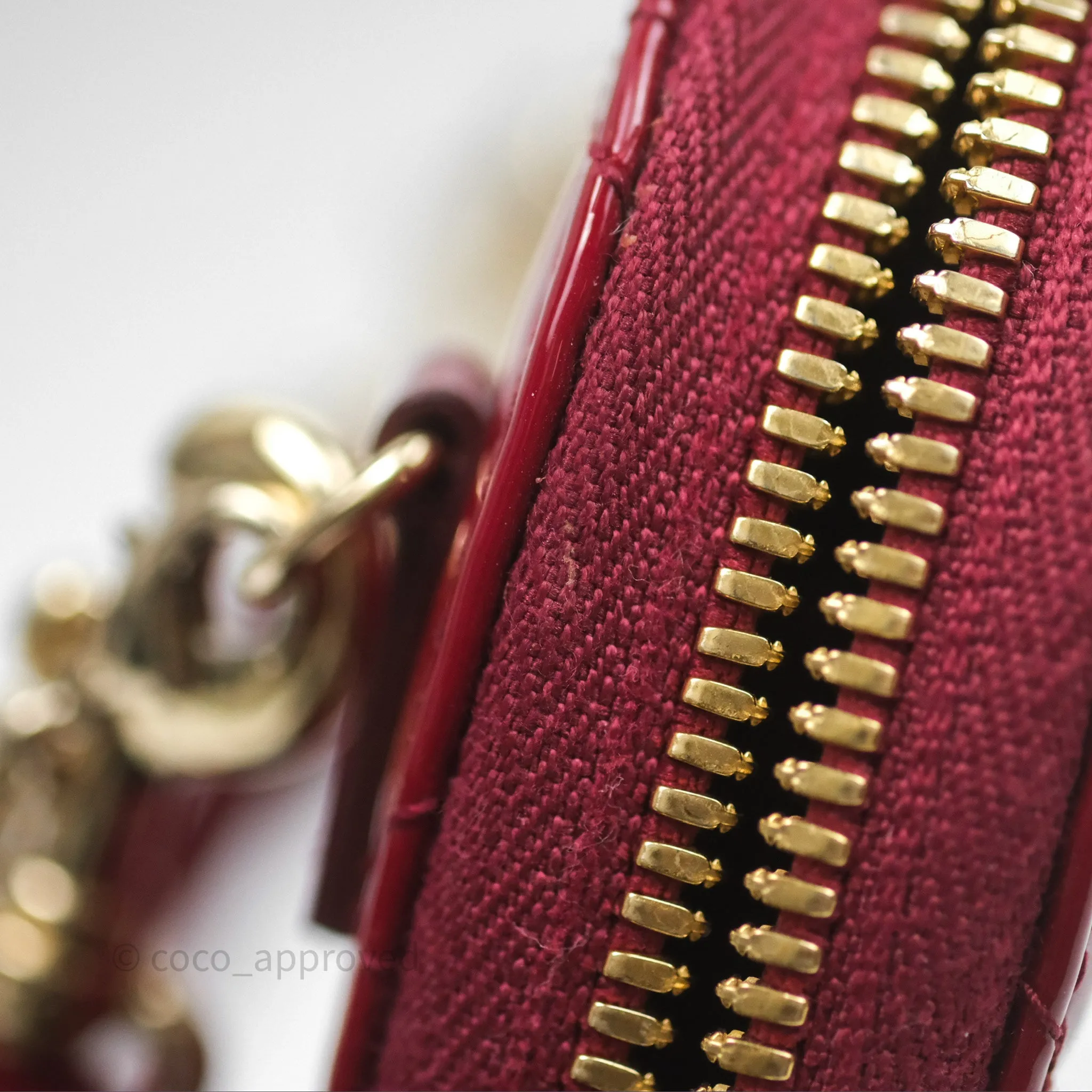 Christian Dior Lady Dior Call'in Dior Phone Holder Red Patent Cannage Calfskin