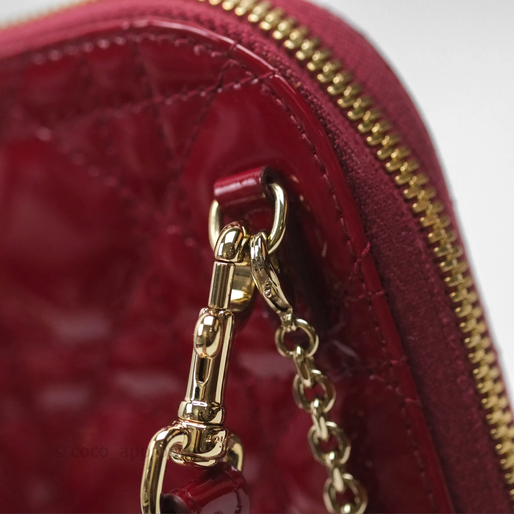 Christian Dior Lady Dior Call'in Dior Phone Holder Red Patent Cannage Calfskin