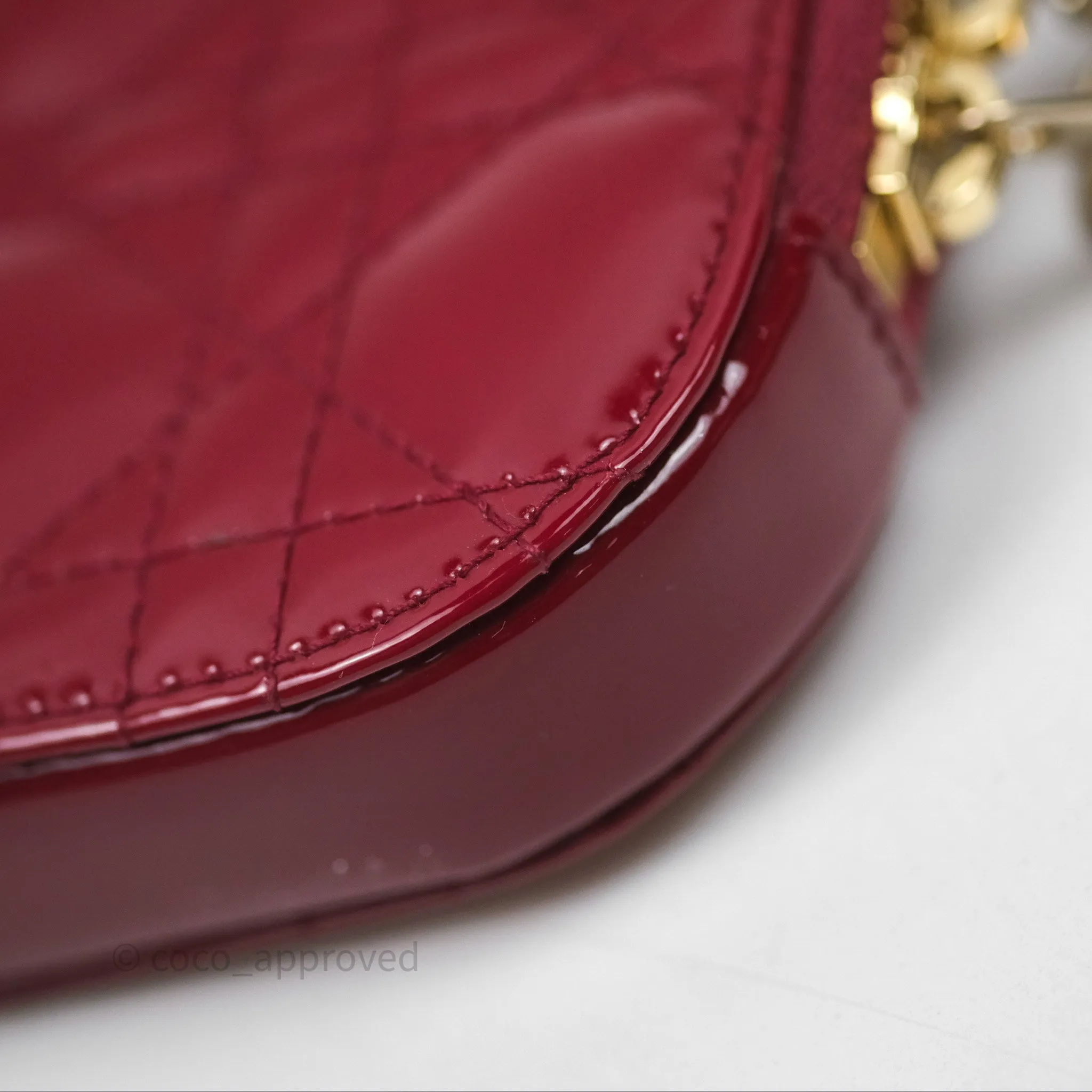 Christian Dior Lady Dior Call'in Dior Phone Holder Red Patent Cannage Calfskin