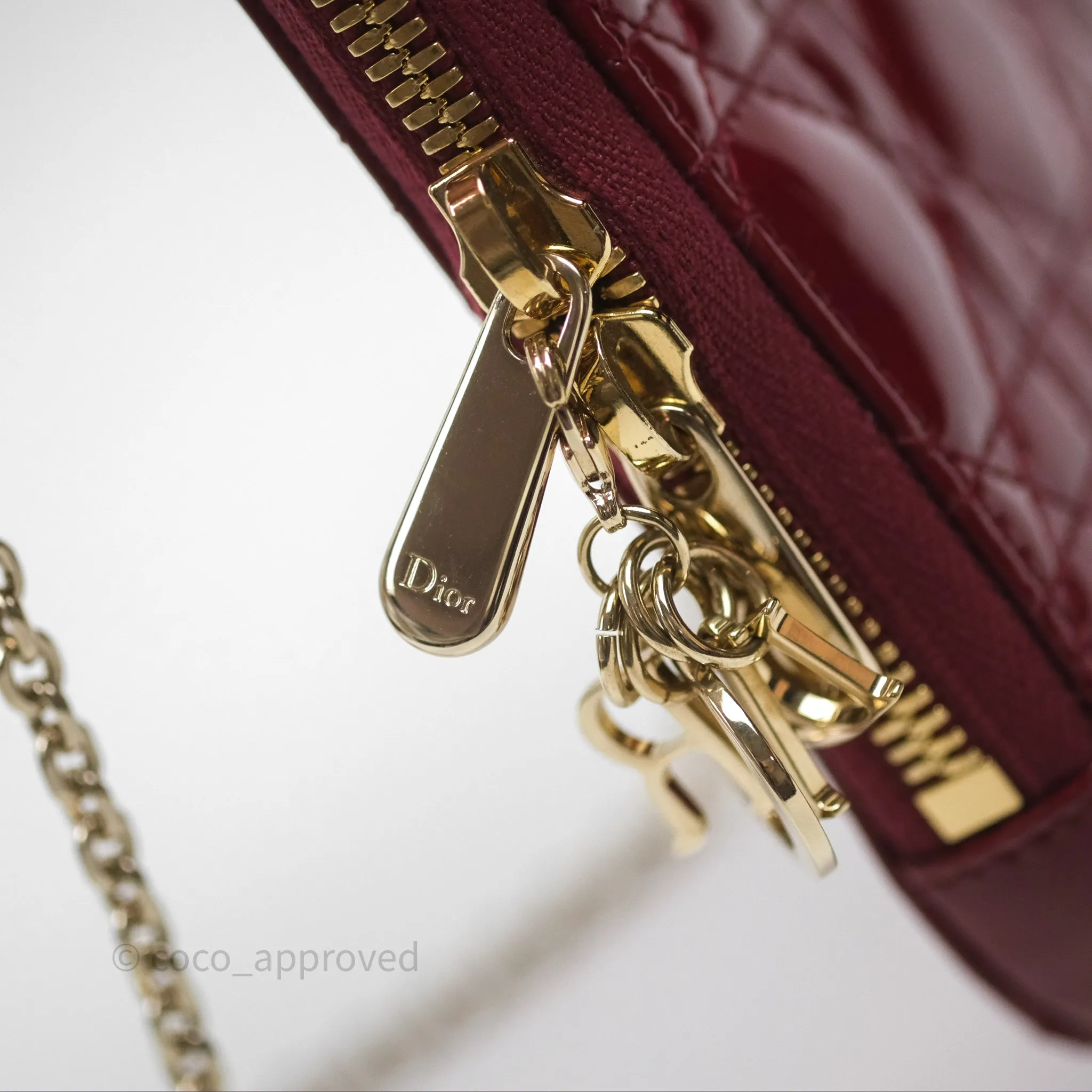 Christian Dior Lady Dior Call'in Dior Phone Holder Red Patent Cannage Calfskin
