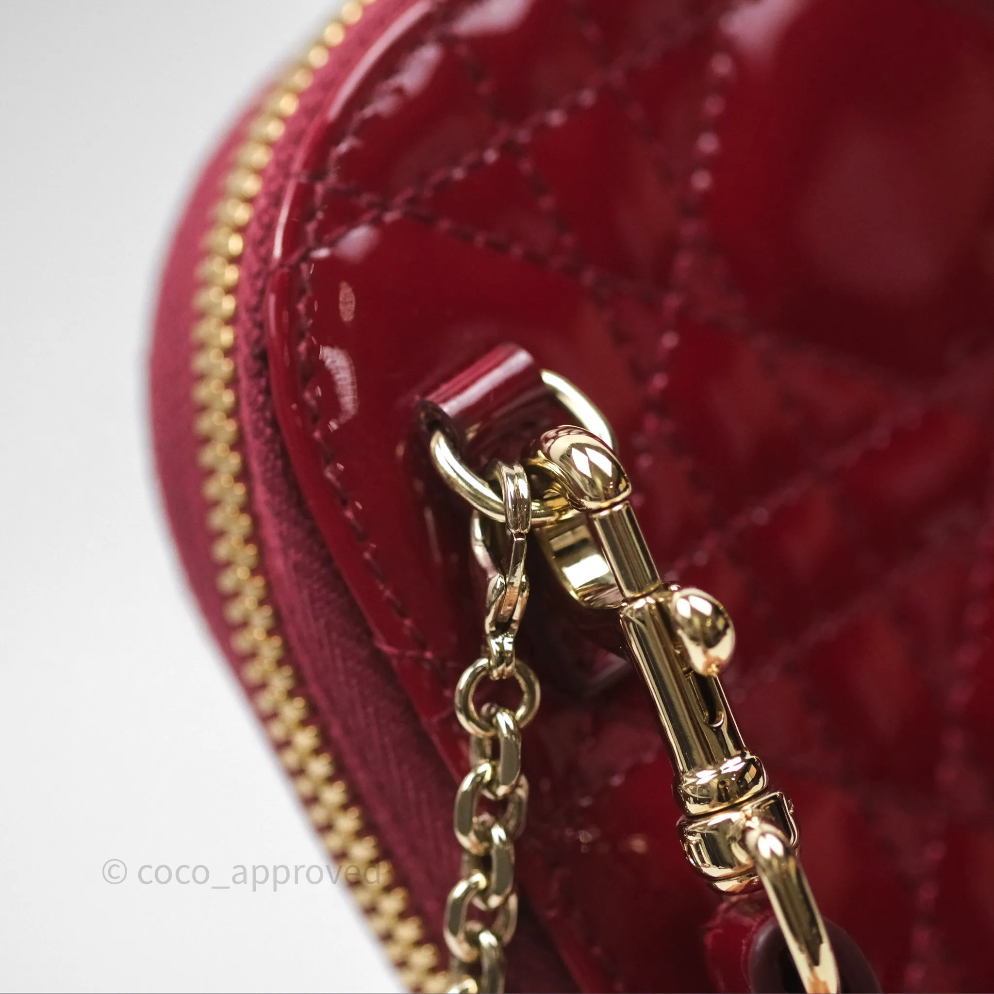 Christian Dior Lady Dior Call'in Dior Phone Holder Red Patent Cannage Calfskin