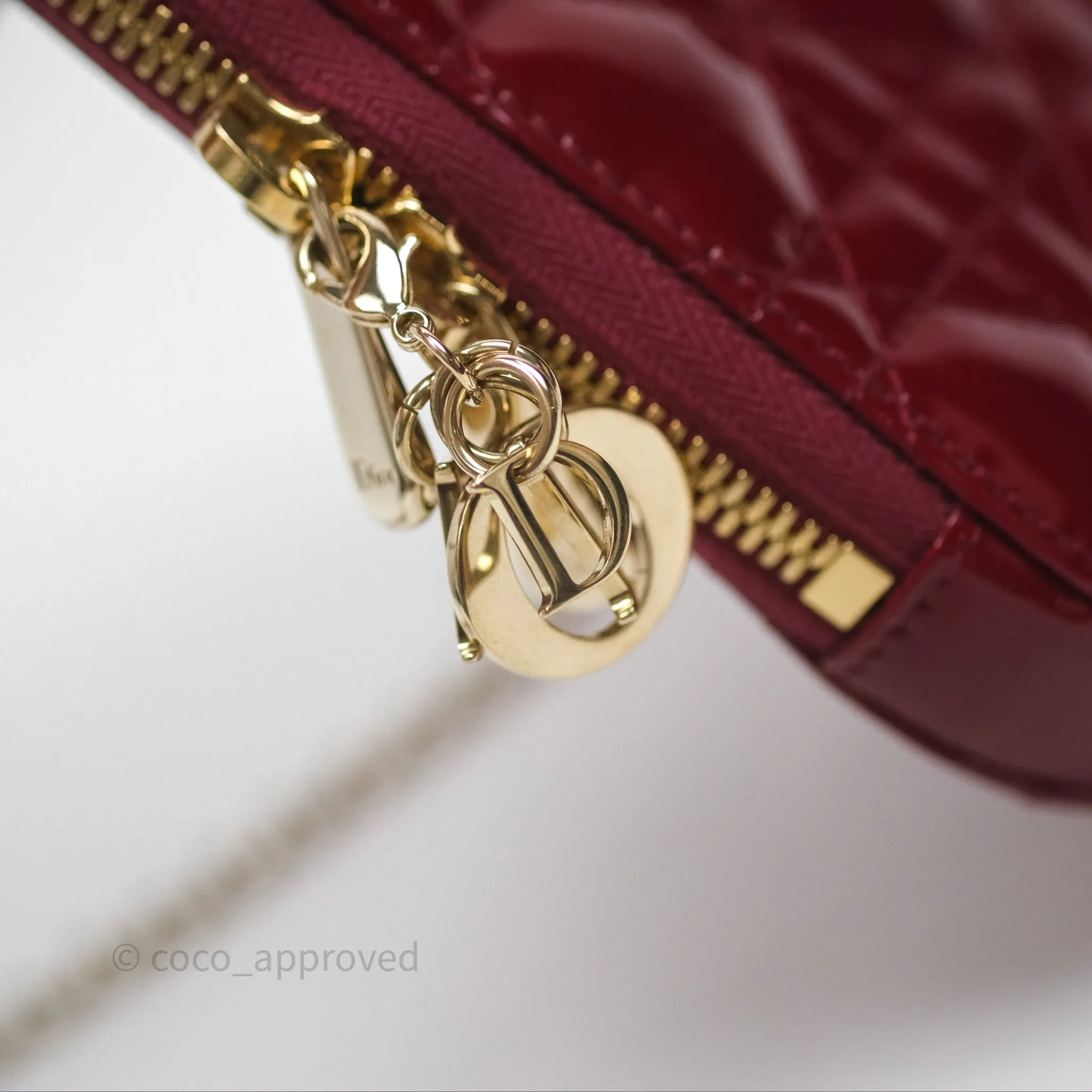 Christian Dior Lady Dior Call'in Dior Phone Holder Red Patent Cannage Calfskin