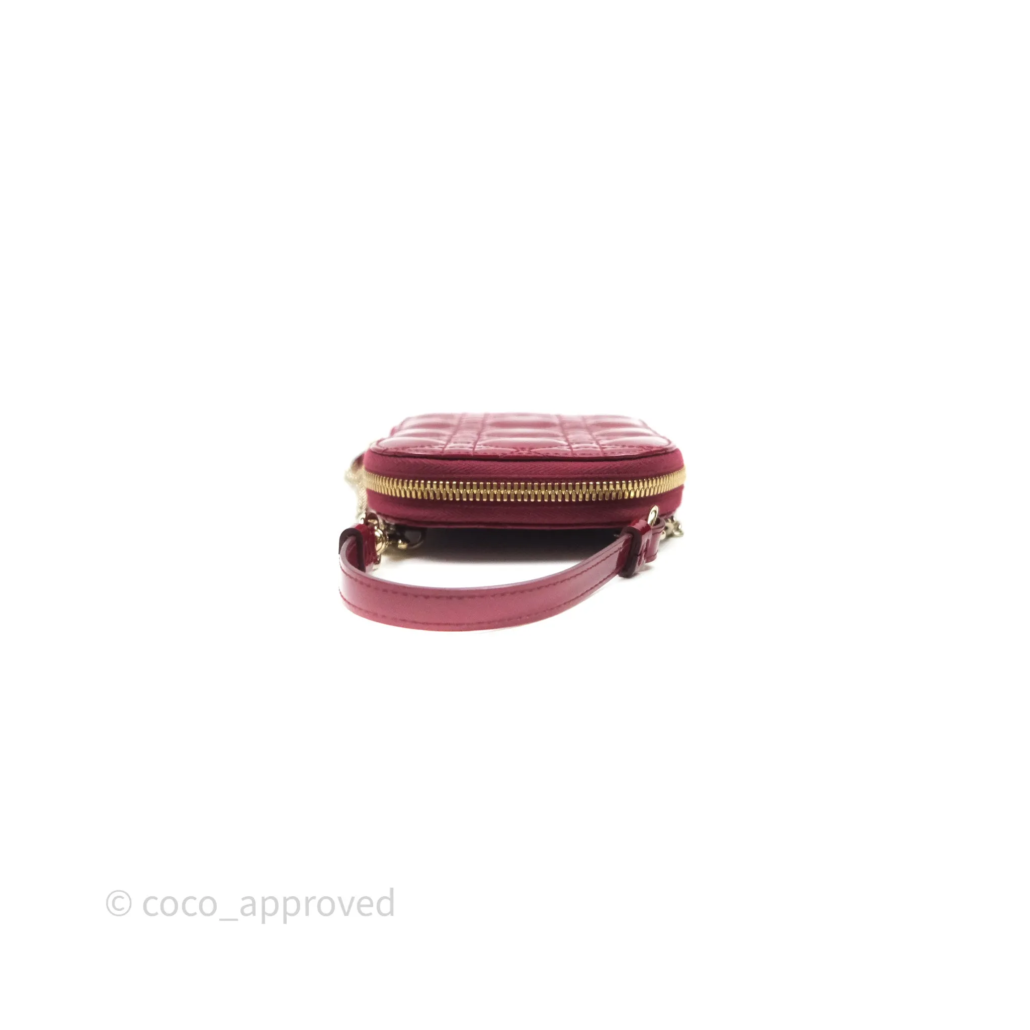 Christian Dior Lady Dior Call'in Dior Phone Holder Red Patent Cannage Calfskin