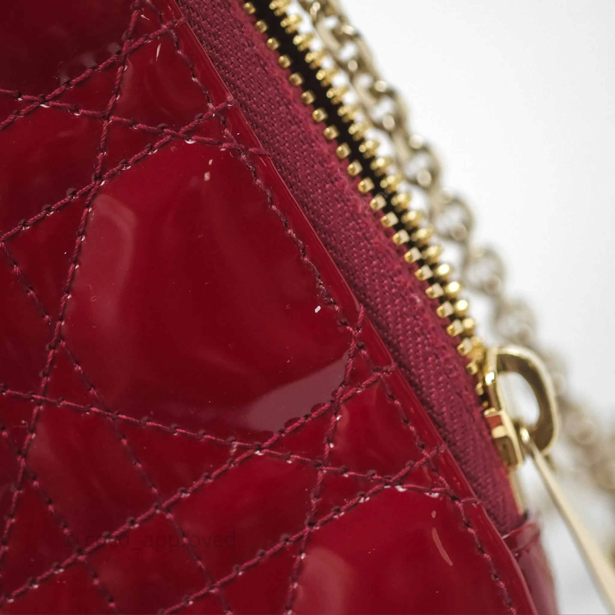 Christian Dior Lady Dior Call'in Dior Phone Holder Red Patent Cannage Calfskin