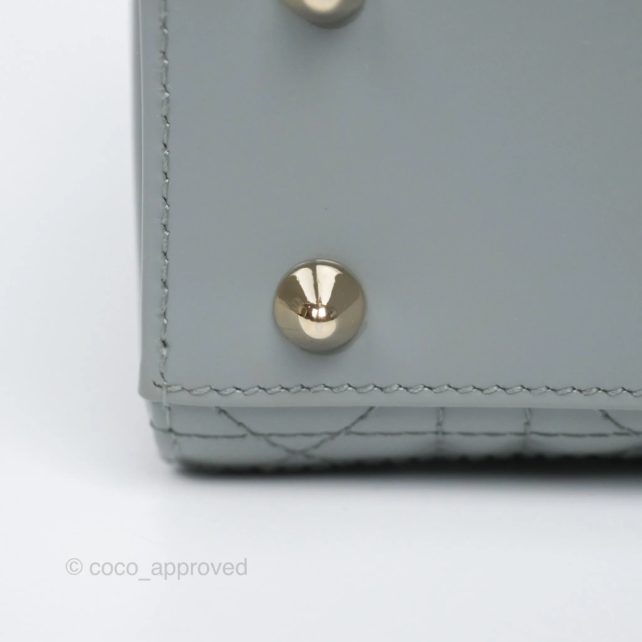 Christian Dior Lady Dior Grey Patent Gold Hardware