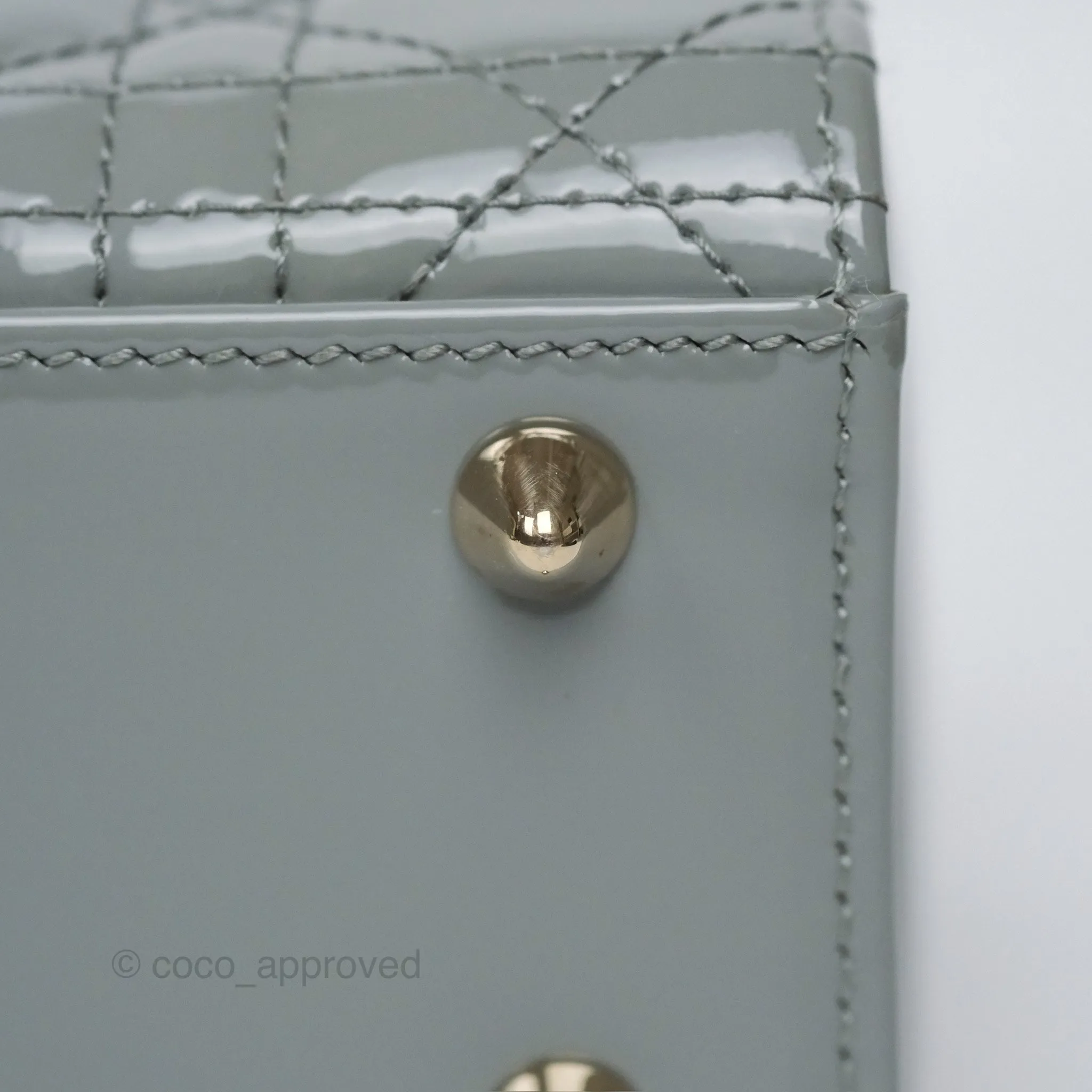 Christian Dior Lady Dior Grey Patent Gold Hardware