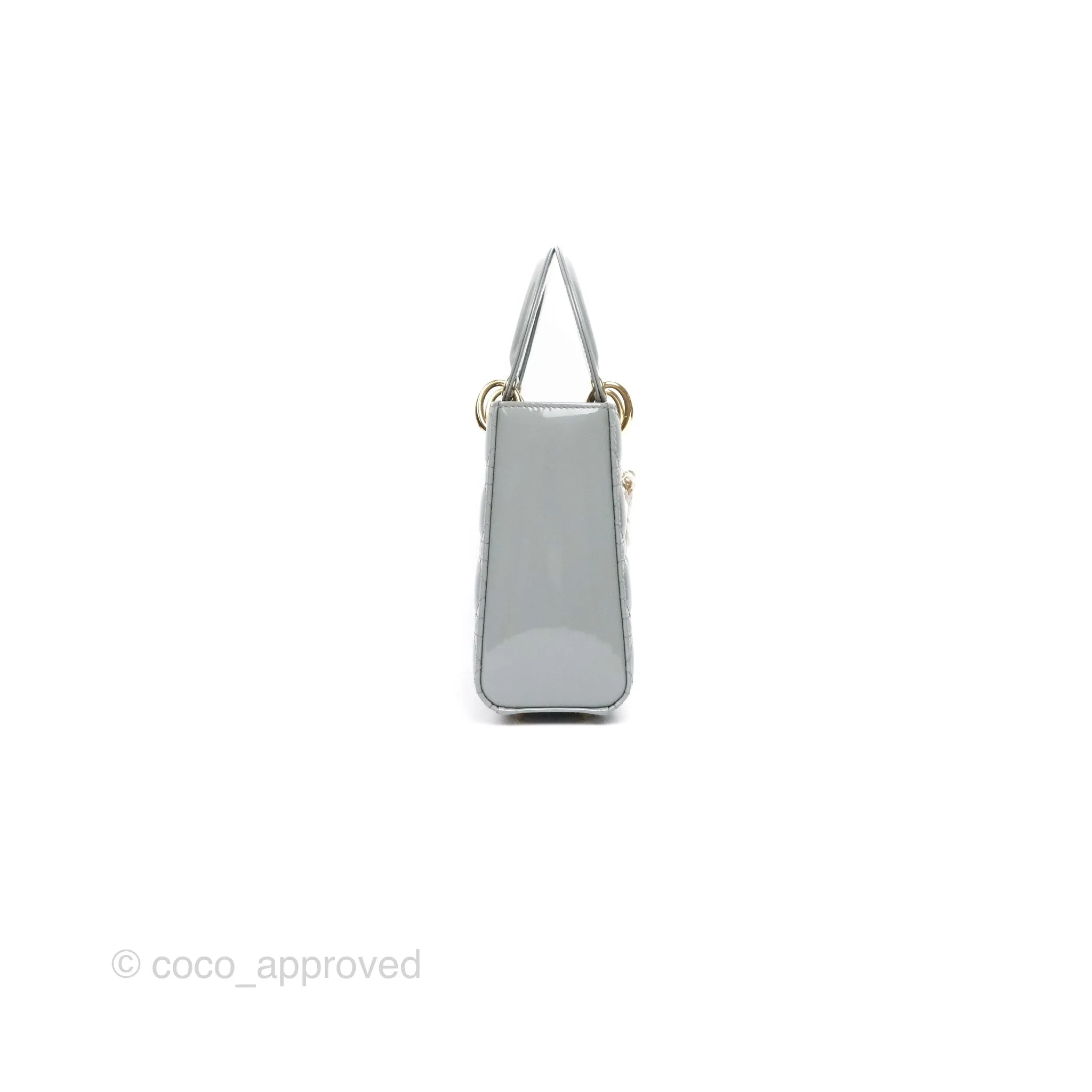 Christian Dior Lady Dior Grey Patent Gold Hardware