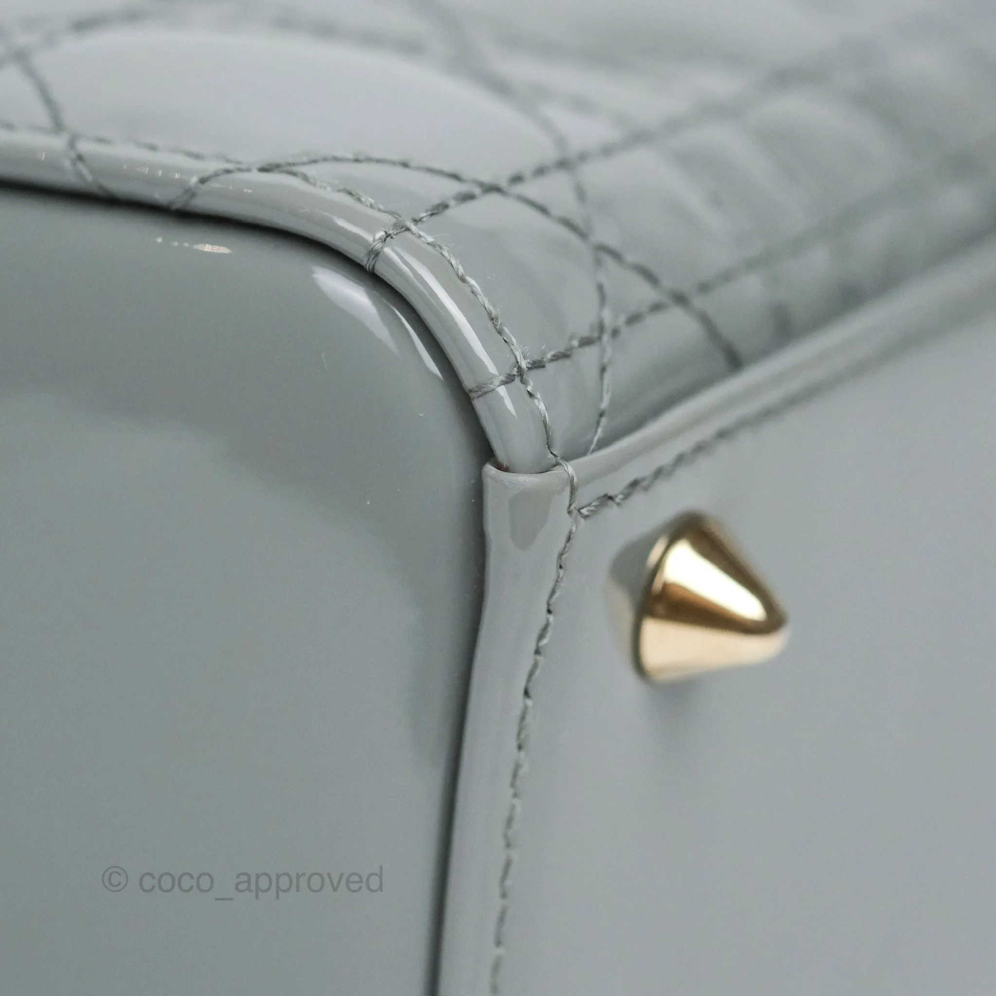 Christian Dior Lady Dior Grey Patent Gold Hardware