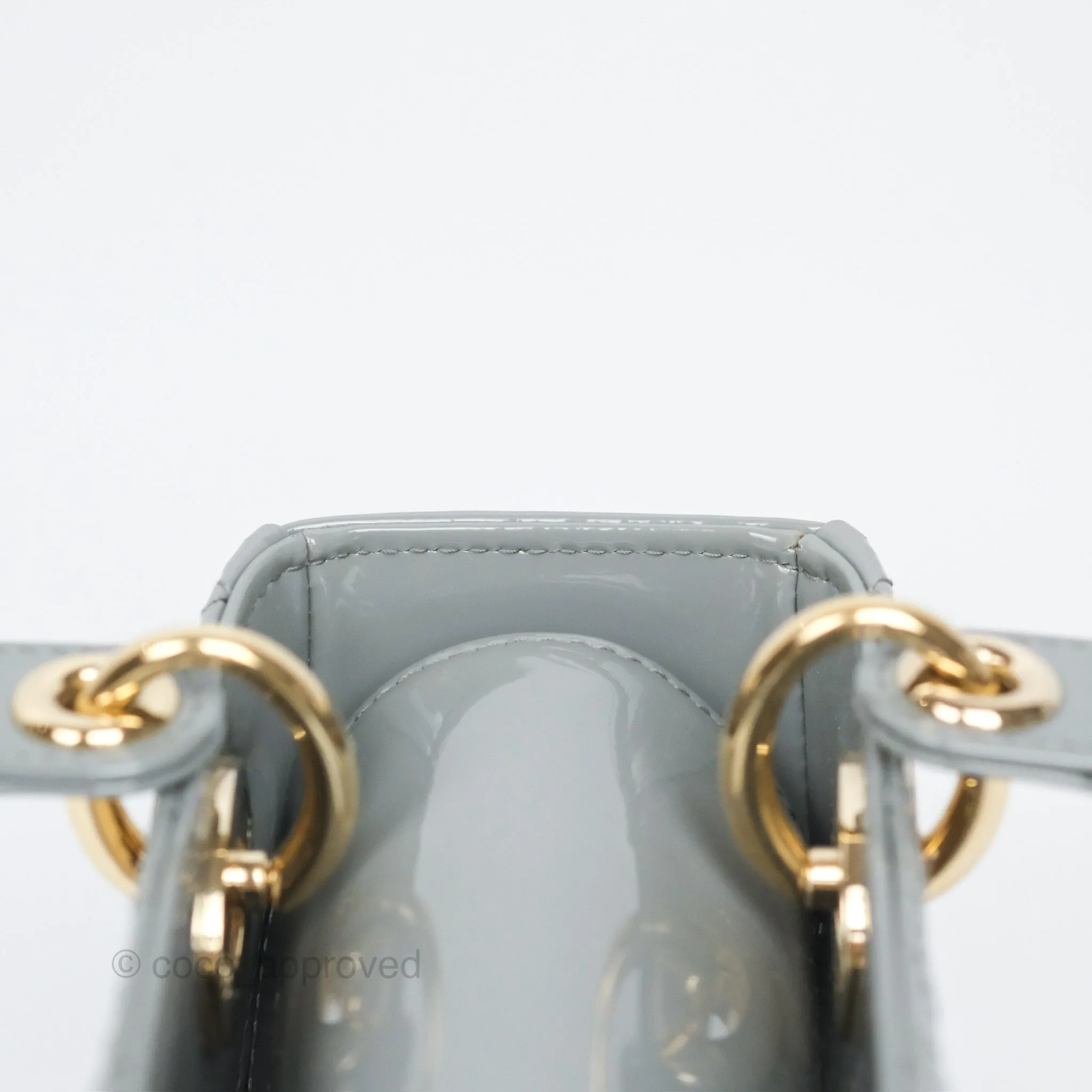 Christian Dior Lady Dior Grey Patent Gold Hardware