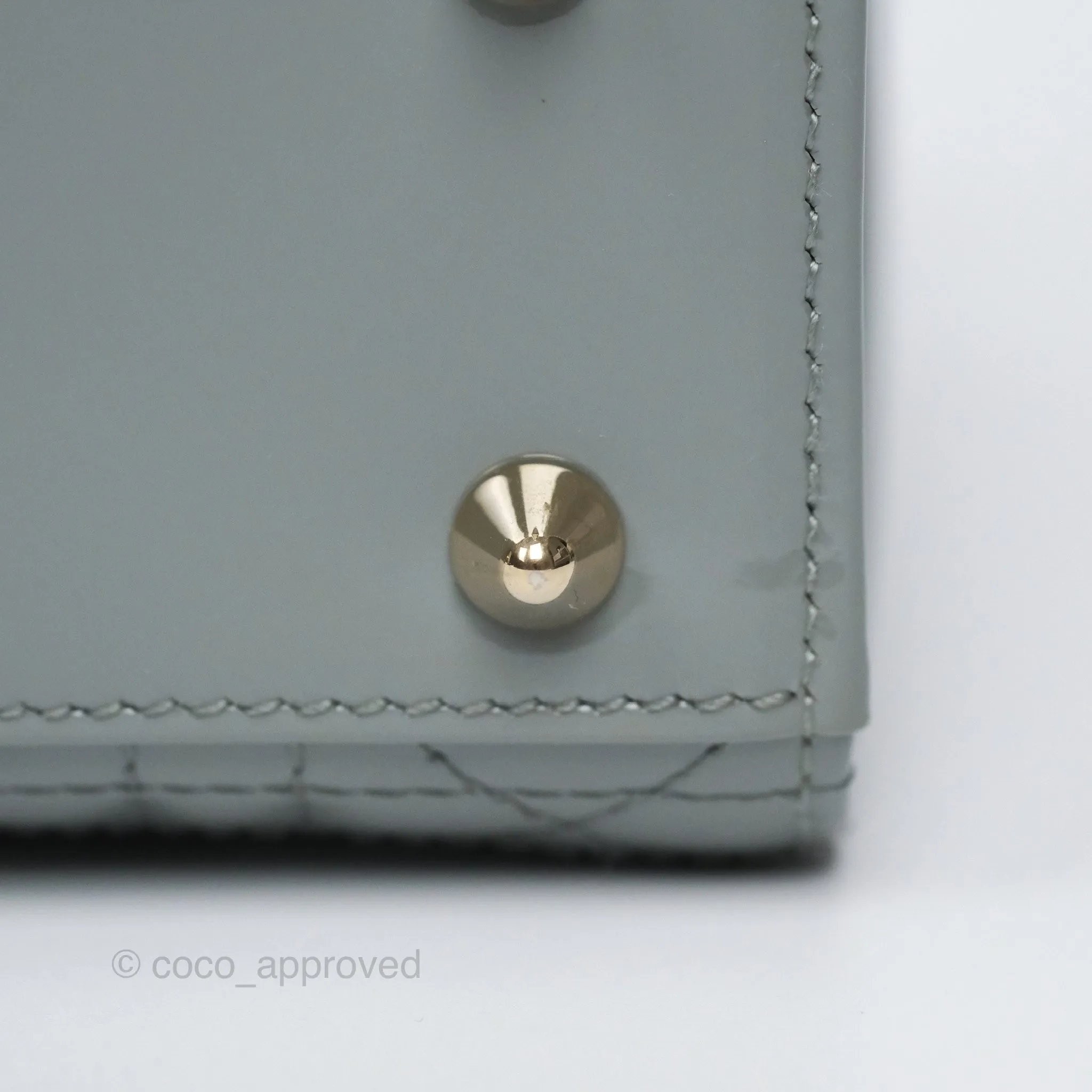Christian Dior Lady Dior Grey Patent Gold Hardware