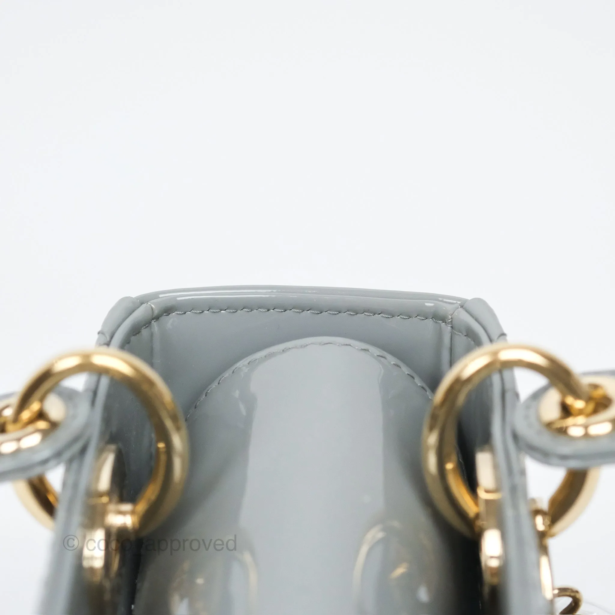 Christian Dior Lady Dior Grey Patent Gold Hardware