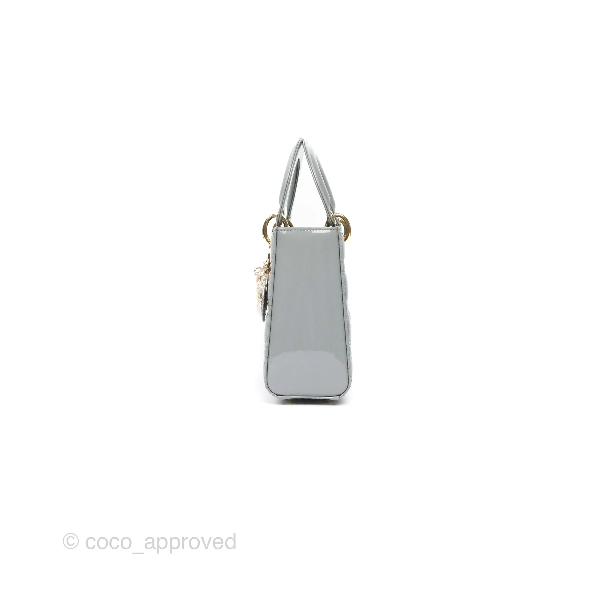 Christian Dior Lady Dior Grey Patent Gold Hardware