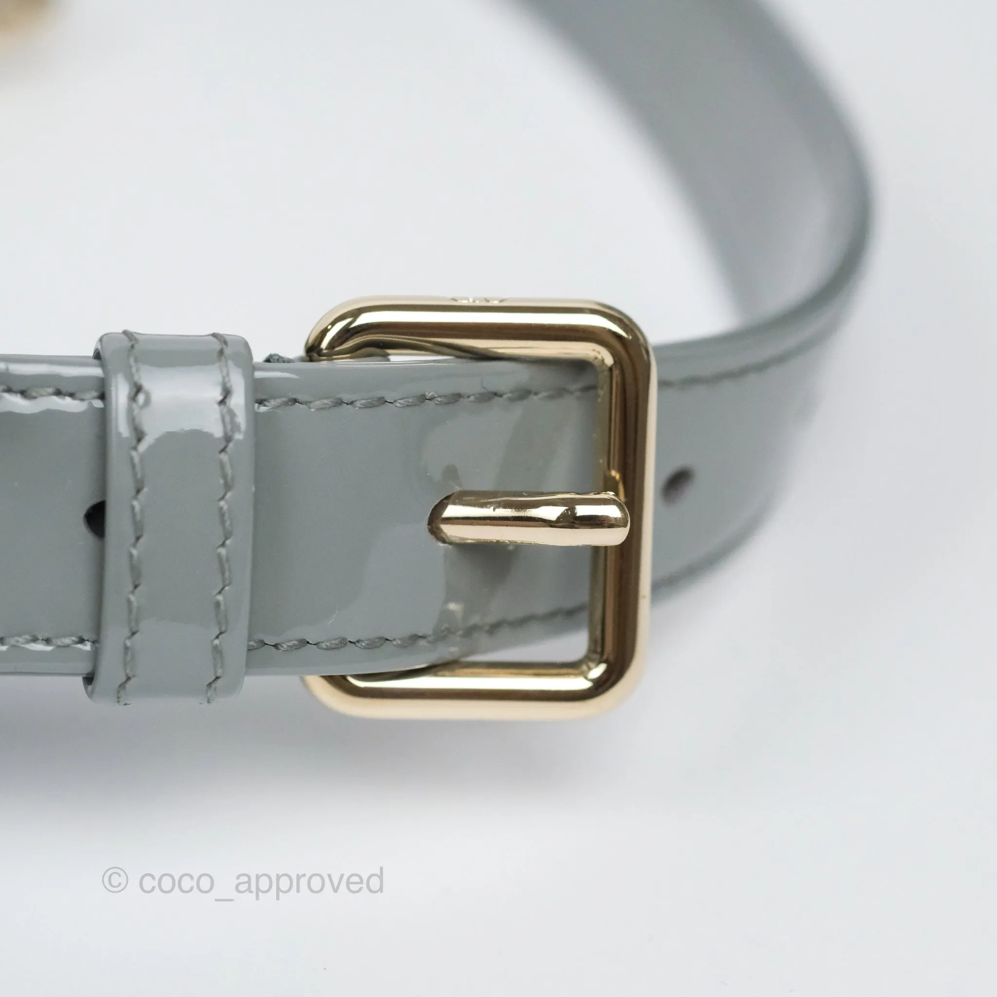 Christian Dior Lady Dior Grey Patent Gold Hardware