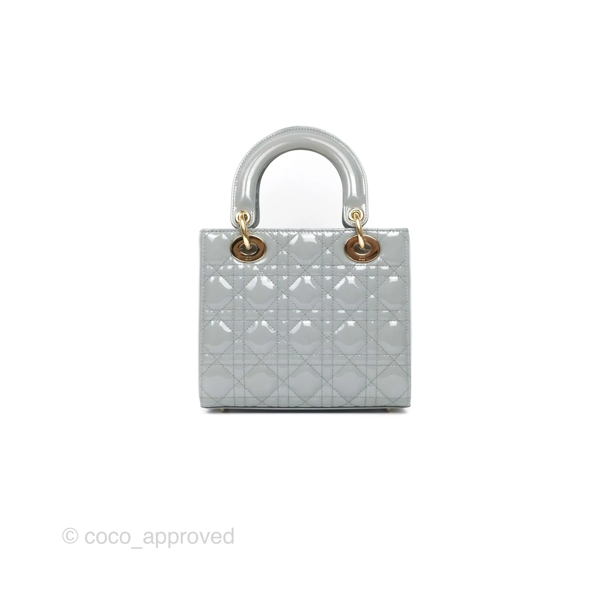 Christian Dior Lady Dior Grey Patent Gold Hardware