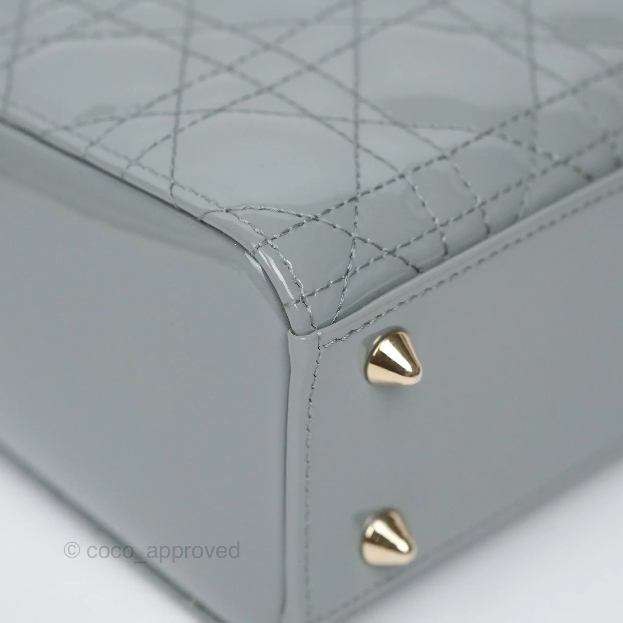 Christian Dior Lady Dior Grey Patent Gold Hardware