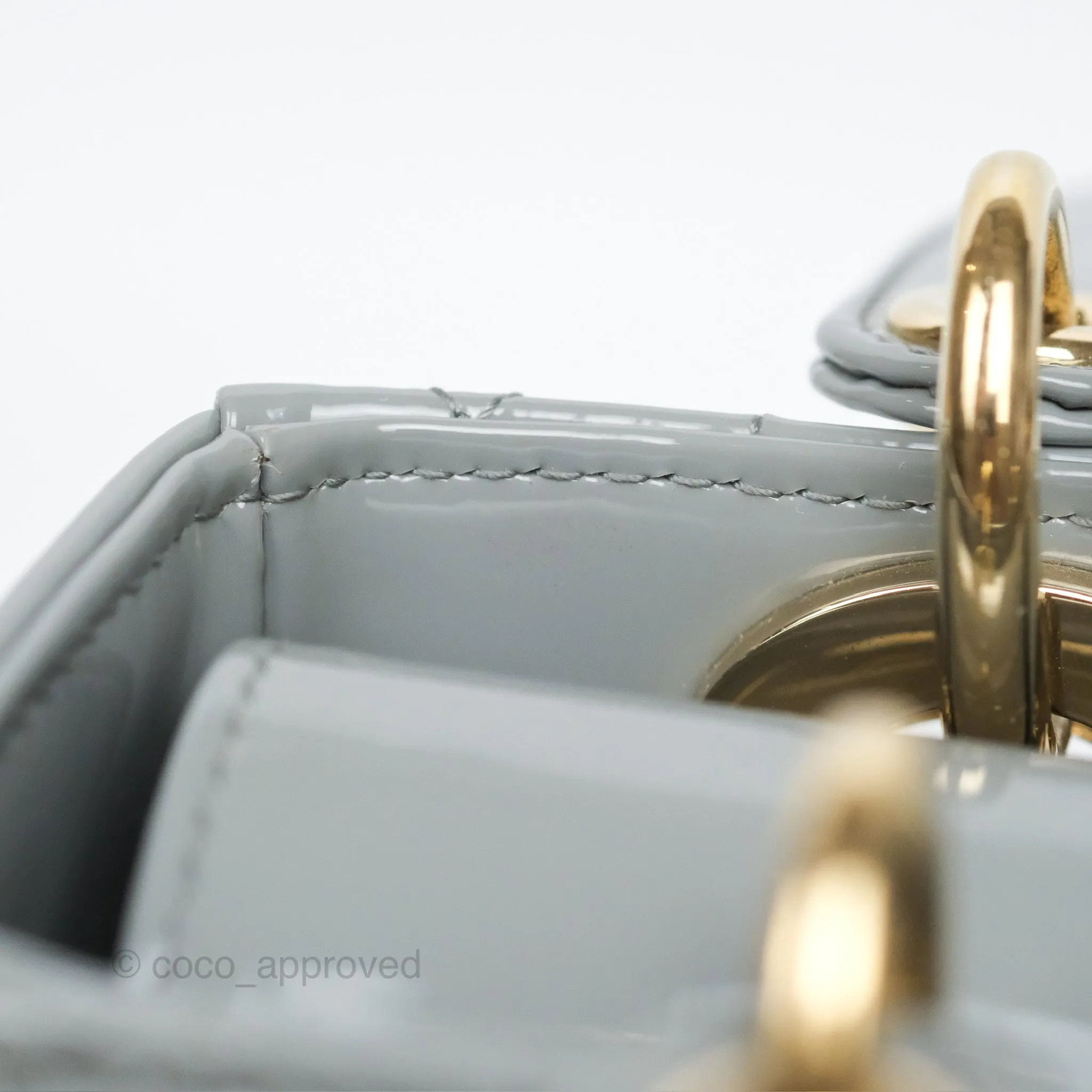Christian Dior Lady Dior Grey Patent Gold Hardware
