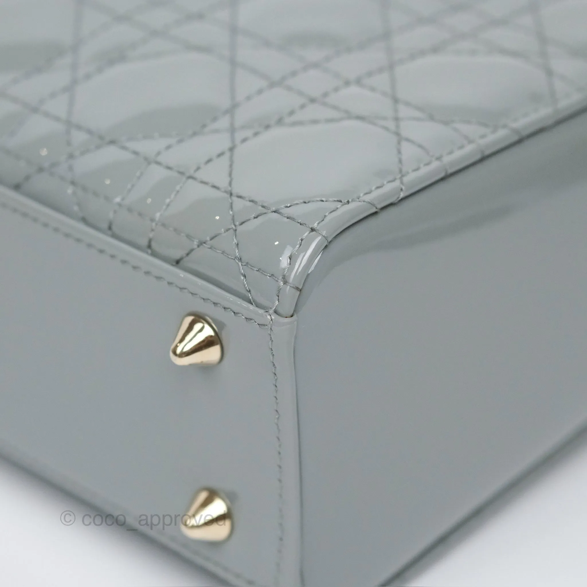 Christian Dior Lady Dior Grey Patent Gold Hardware