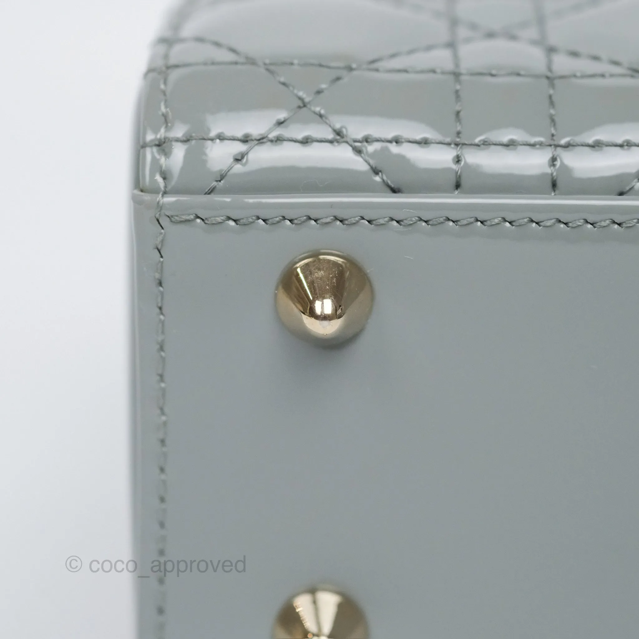 Christian Dior Lady Dior Grey Patent Gold Hardware
