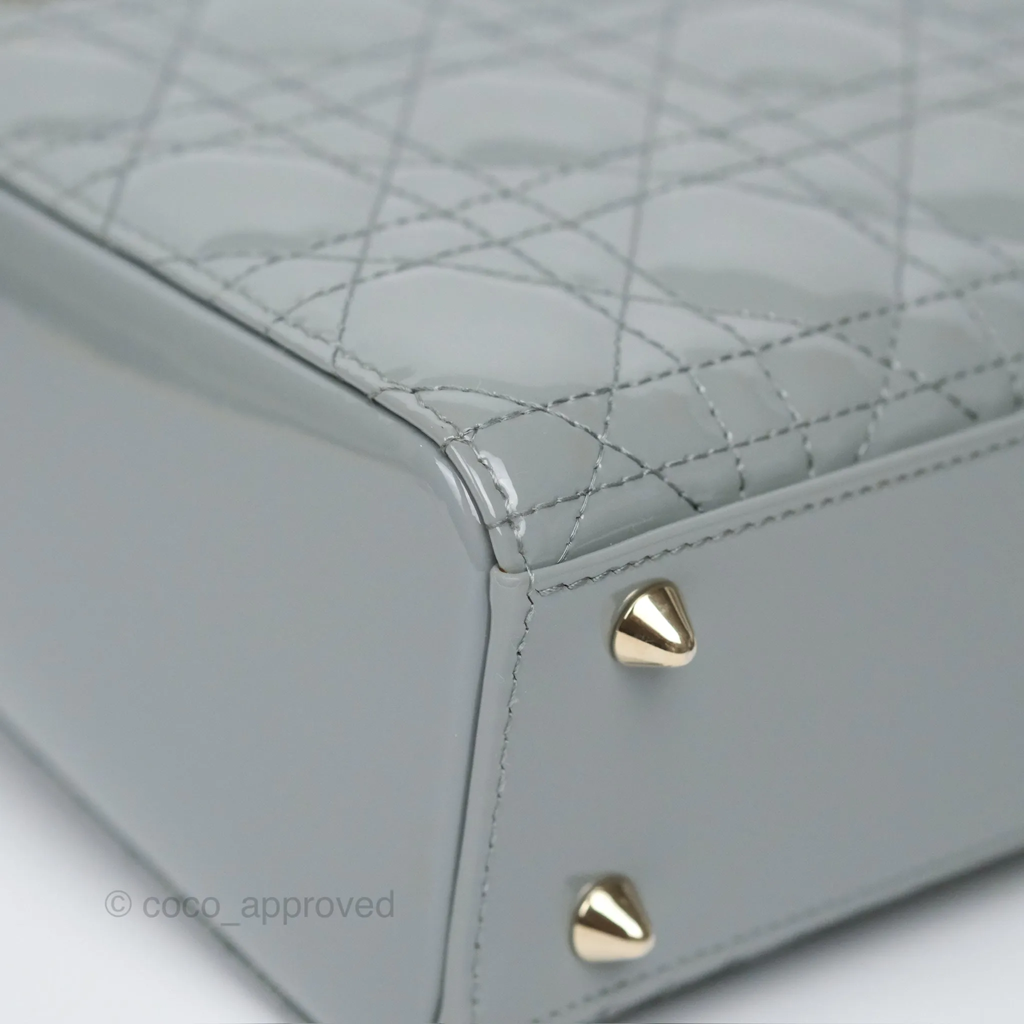 Christian Dior Lady Dior Grey Patent Gold Hardware