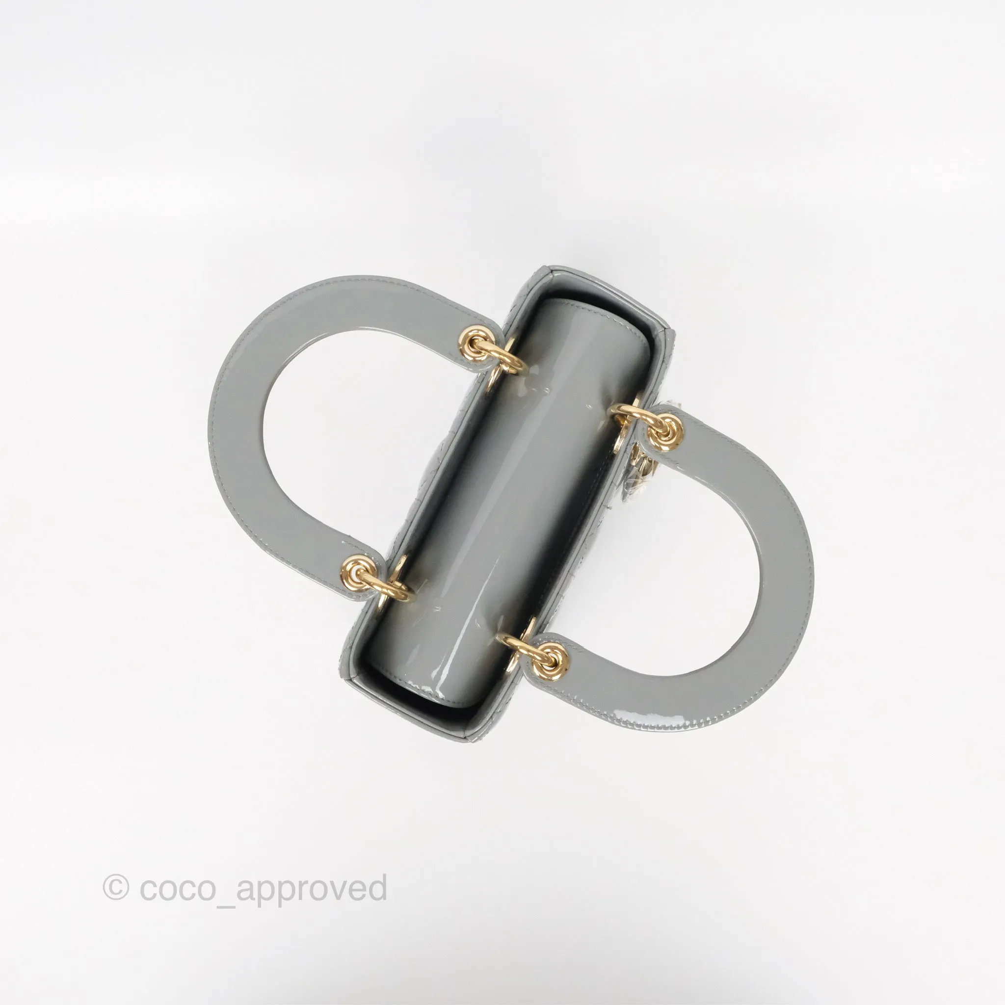 Christian Dior Lady Dior Grey Patent Gold Hardware