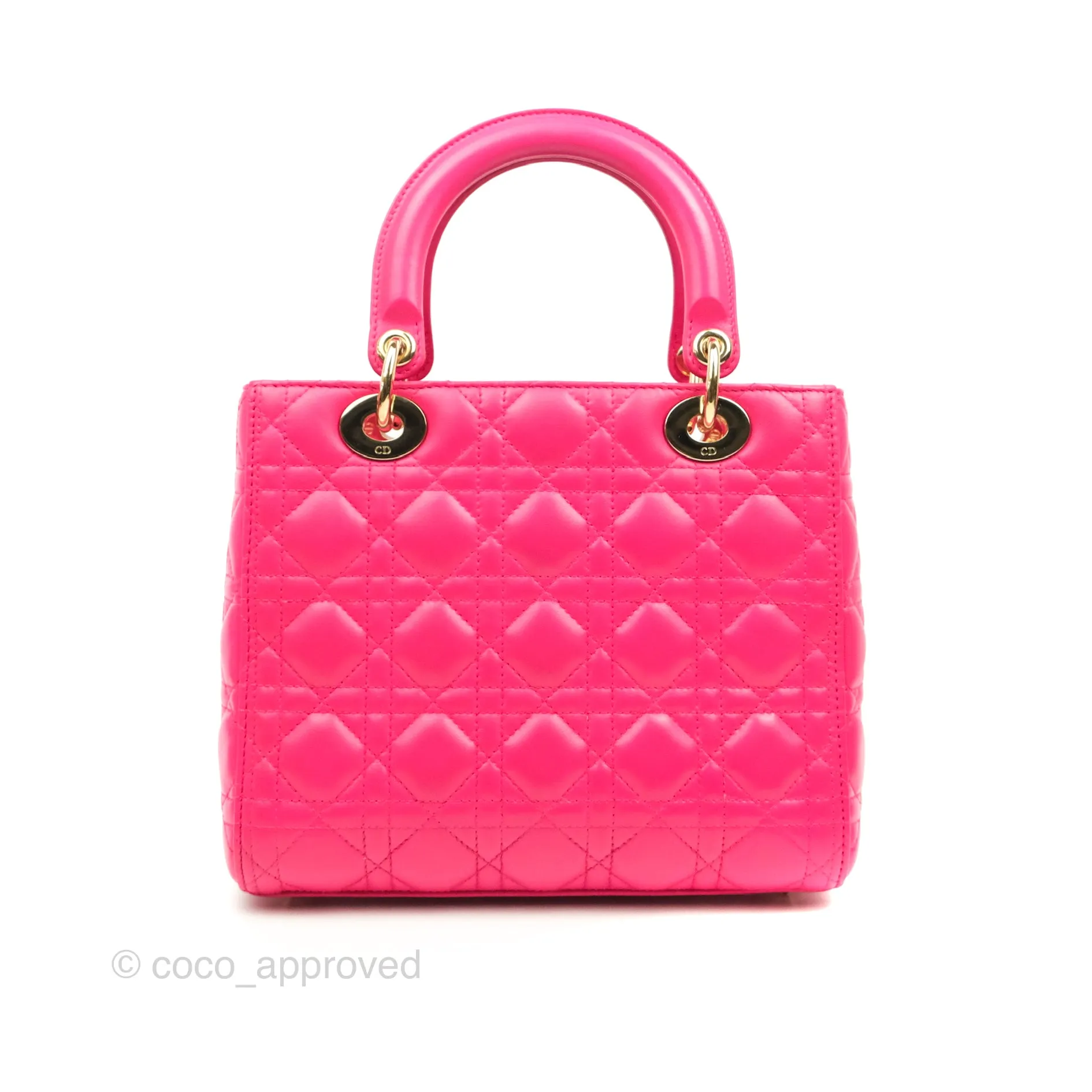 Christian Dior Lady Dior Medium Fuschia Pink Lambskin Gold Hardware