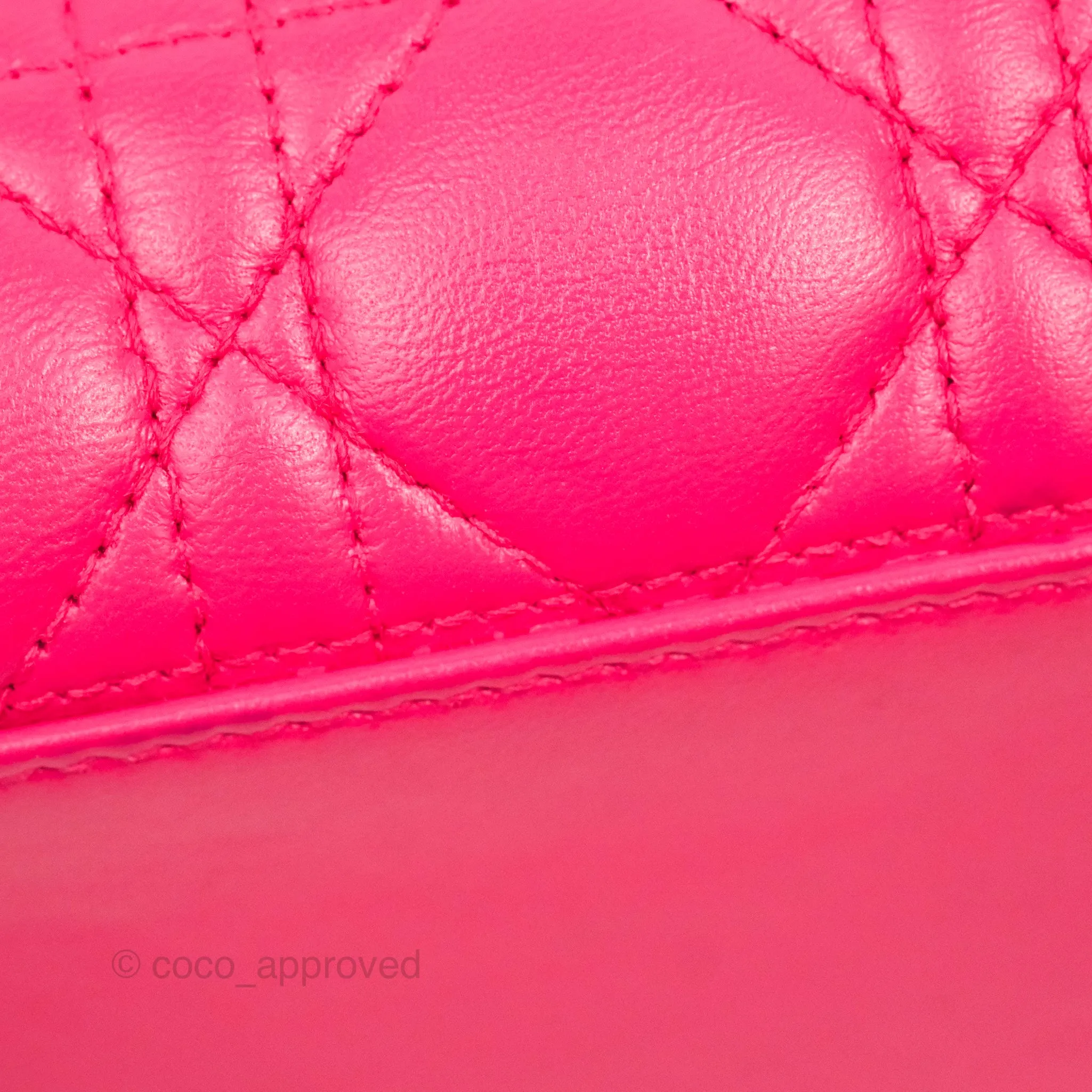 Christian Dior Lady Dior Medium Fuschia Pink Lambskin Gold Hardware