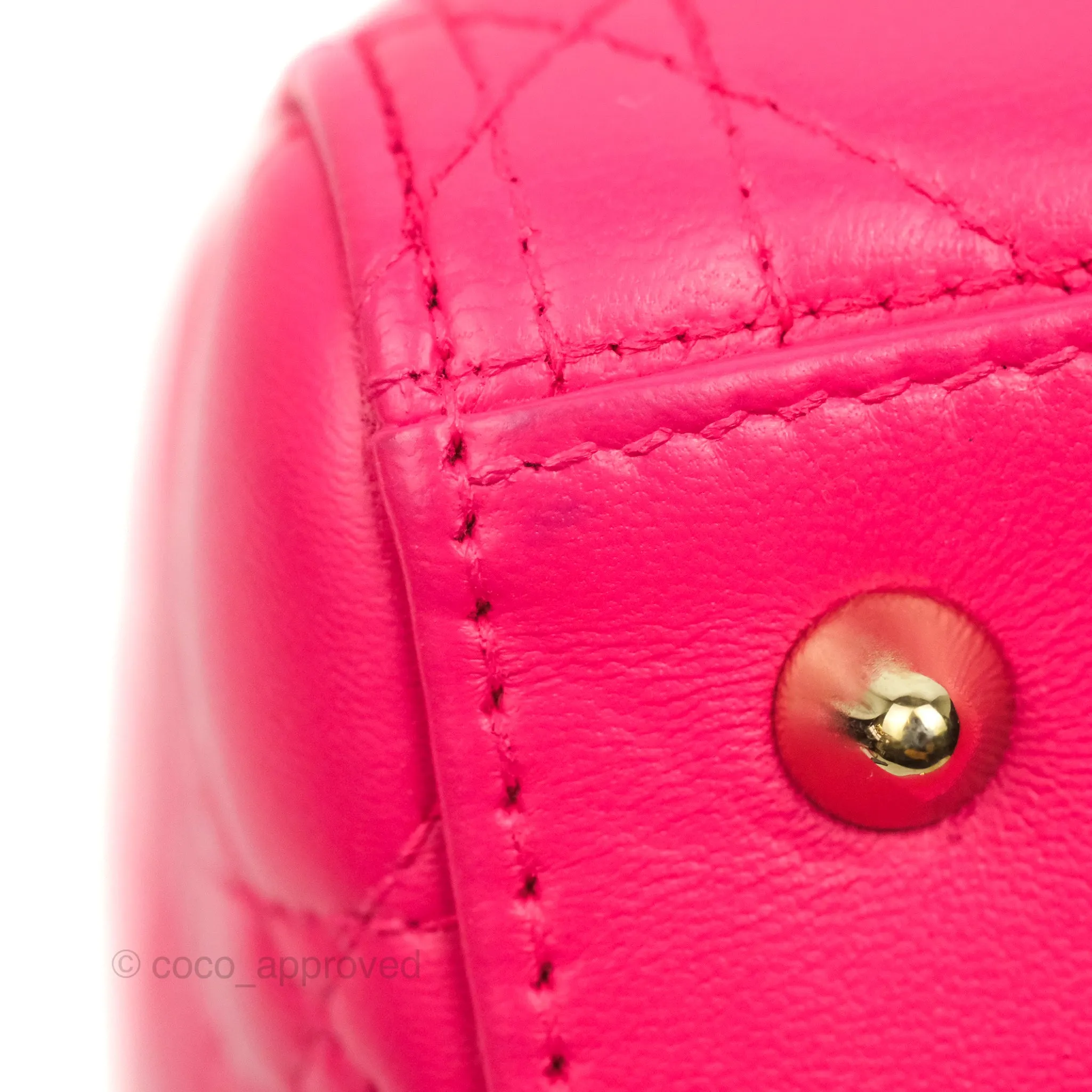 Christian Dior Lady Dior Medium Fuschia Pink Lambskin Gold Hardware