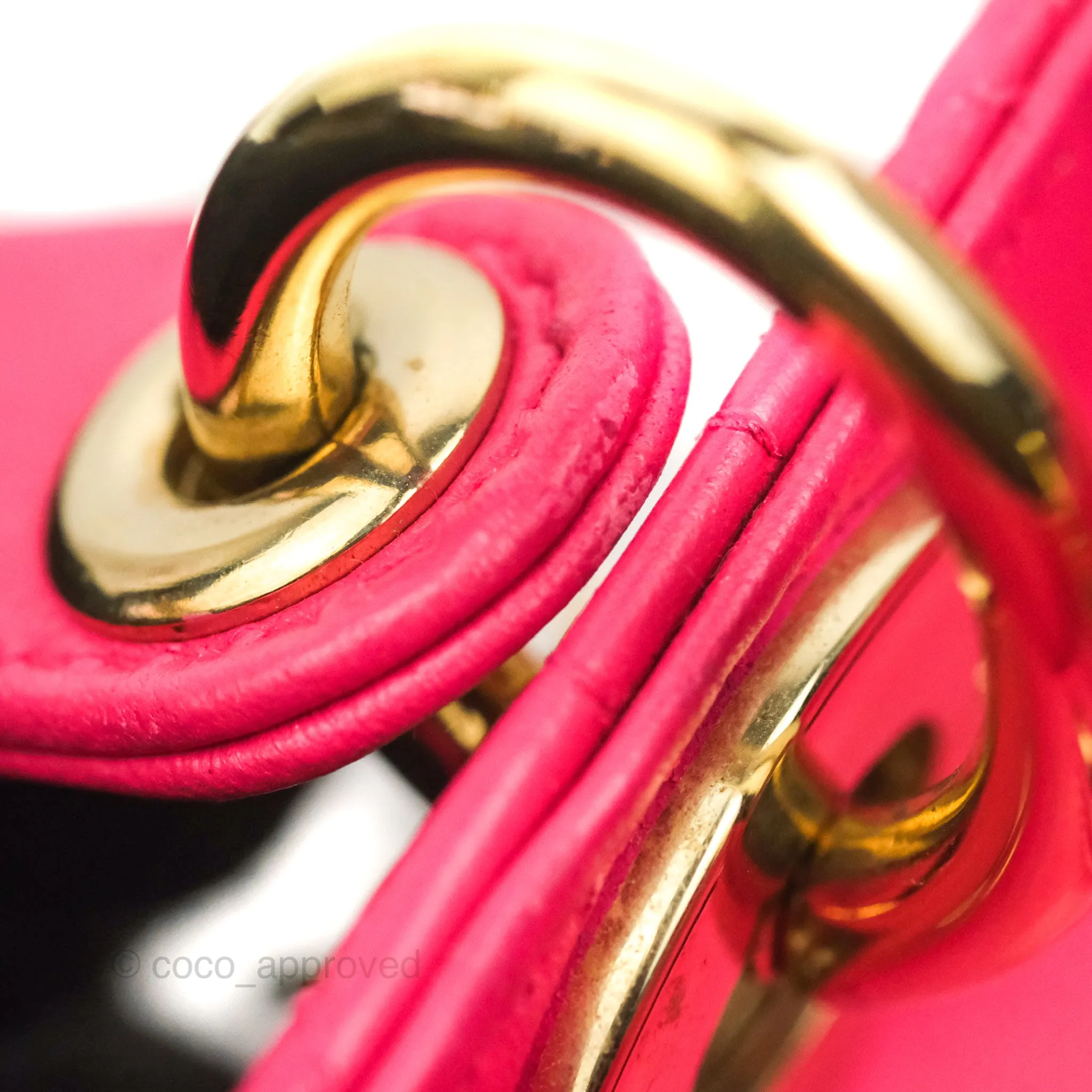 Christian Dior Lady Dior Medium Fuschia Pink Lambskin Gold Hardware