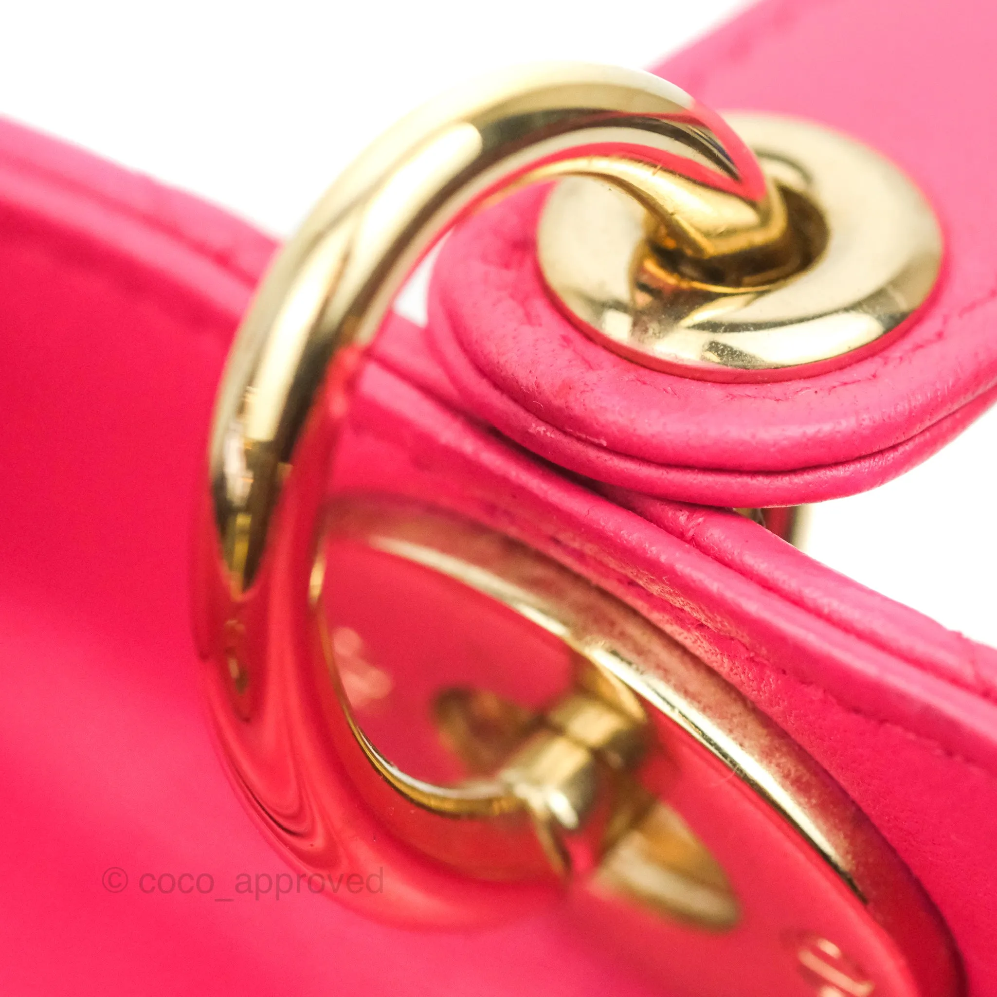 Christian Dior Lady Dior Medium Fuschia Pink Lambskin Gold Hardware