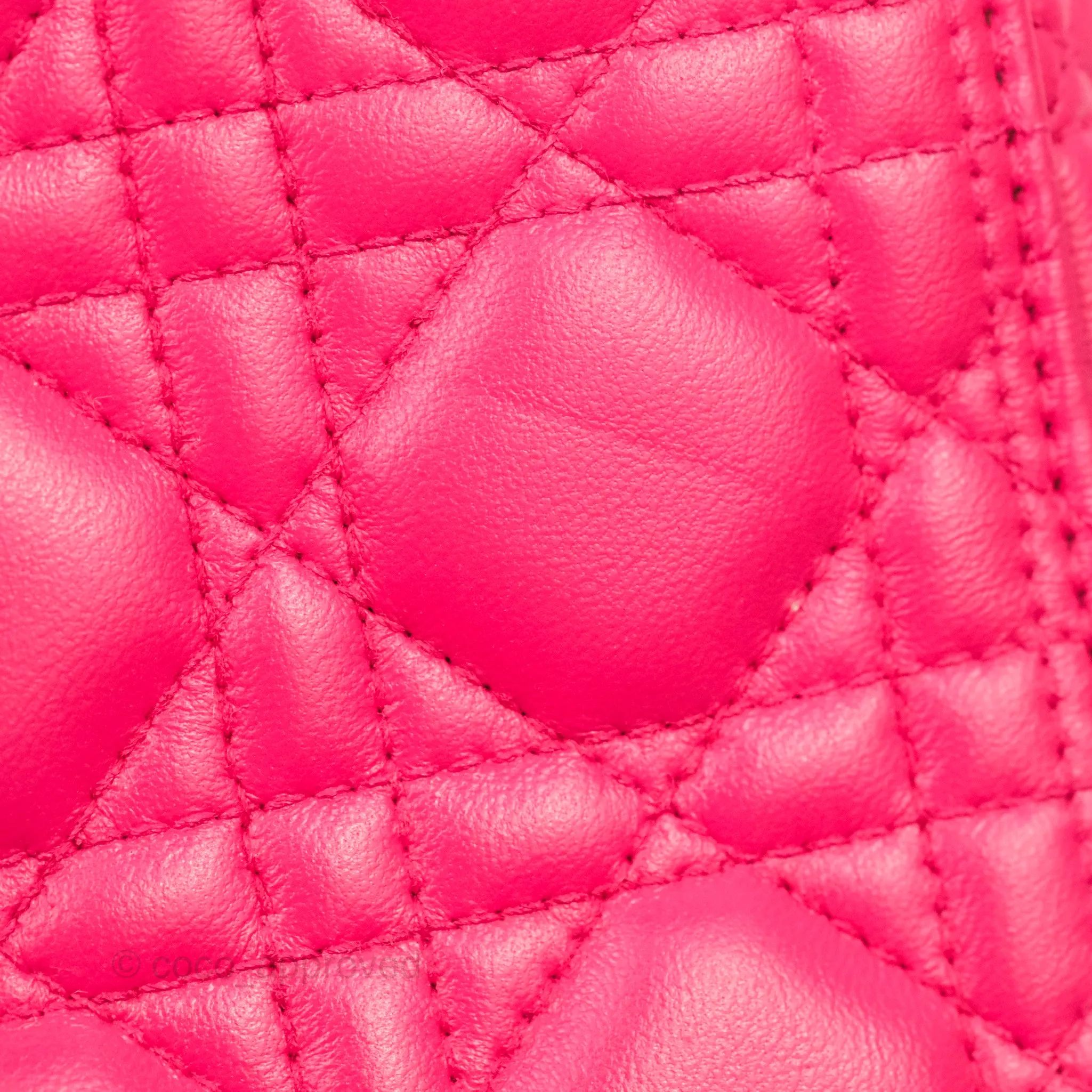 Christian Dior Lady Dior Medium Fuschia Pink Lambskin Gold Hardware