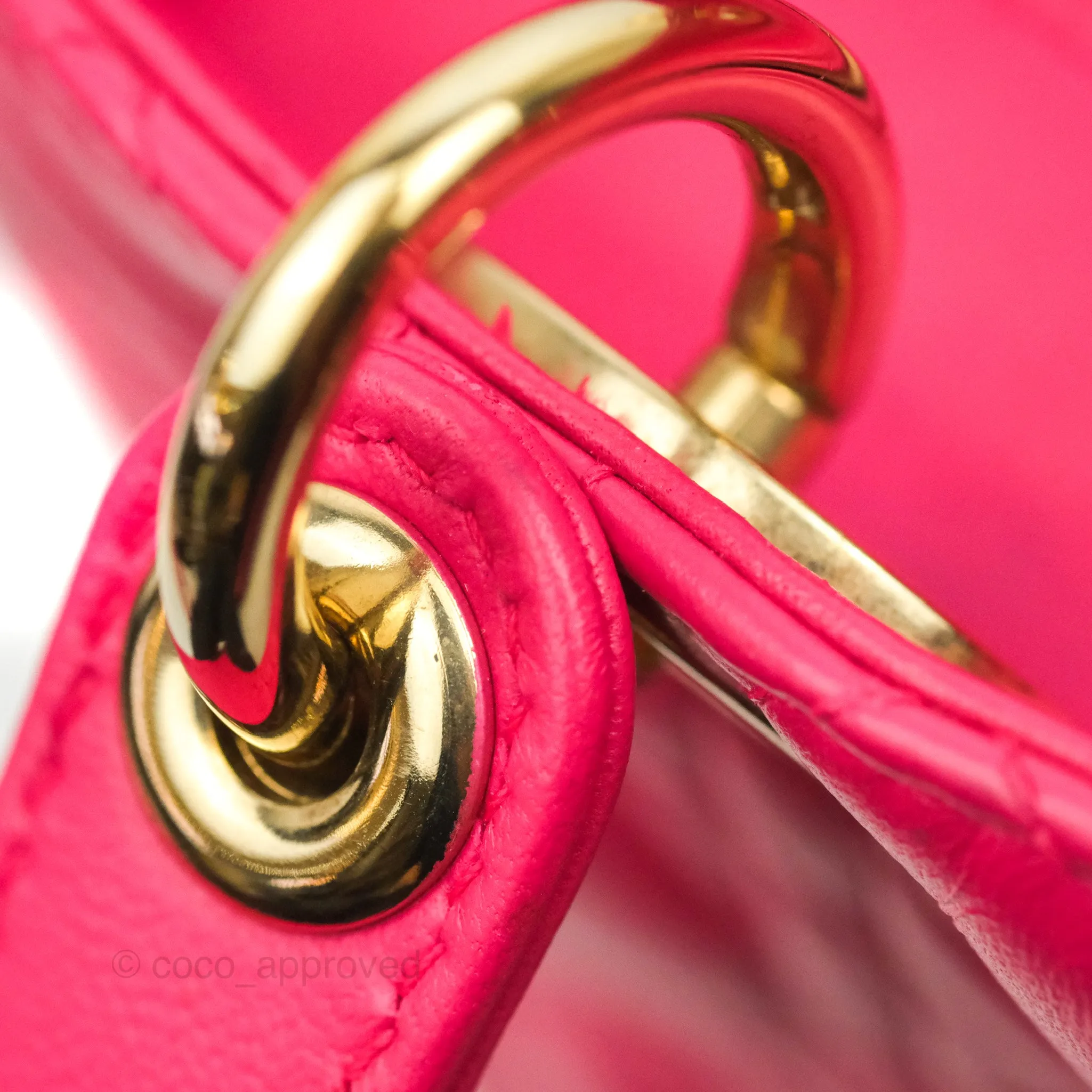 Christian Dior Lady Dior Medium Fuschia Pink Lambskin Gold Hardware