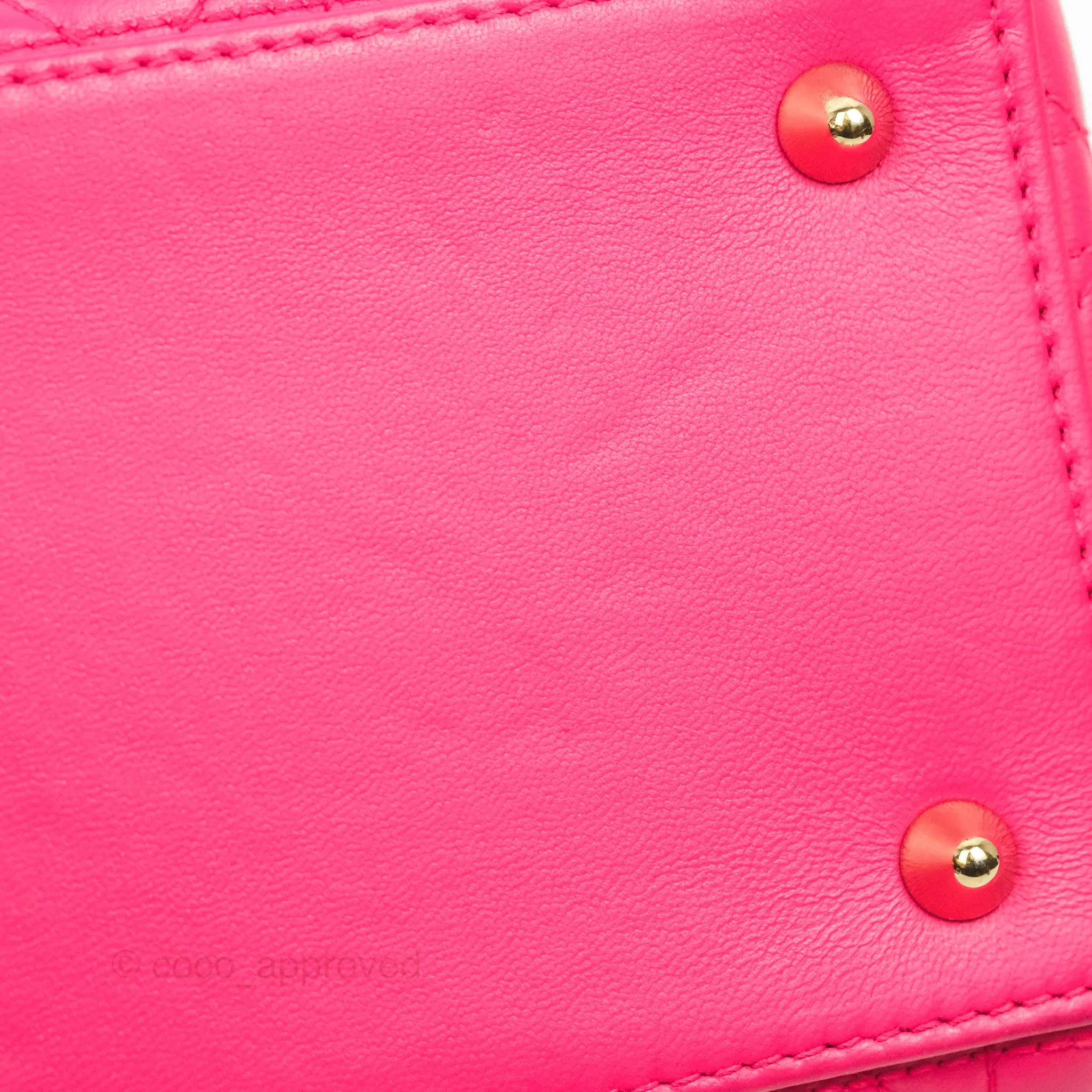 Christian Dior Lady Dior Medium Fuschia Pink Lambskin Gold Hardware